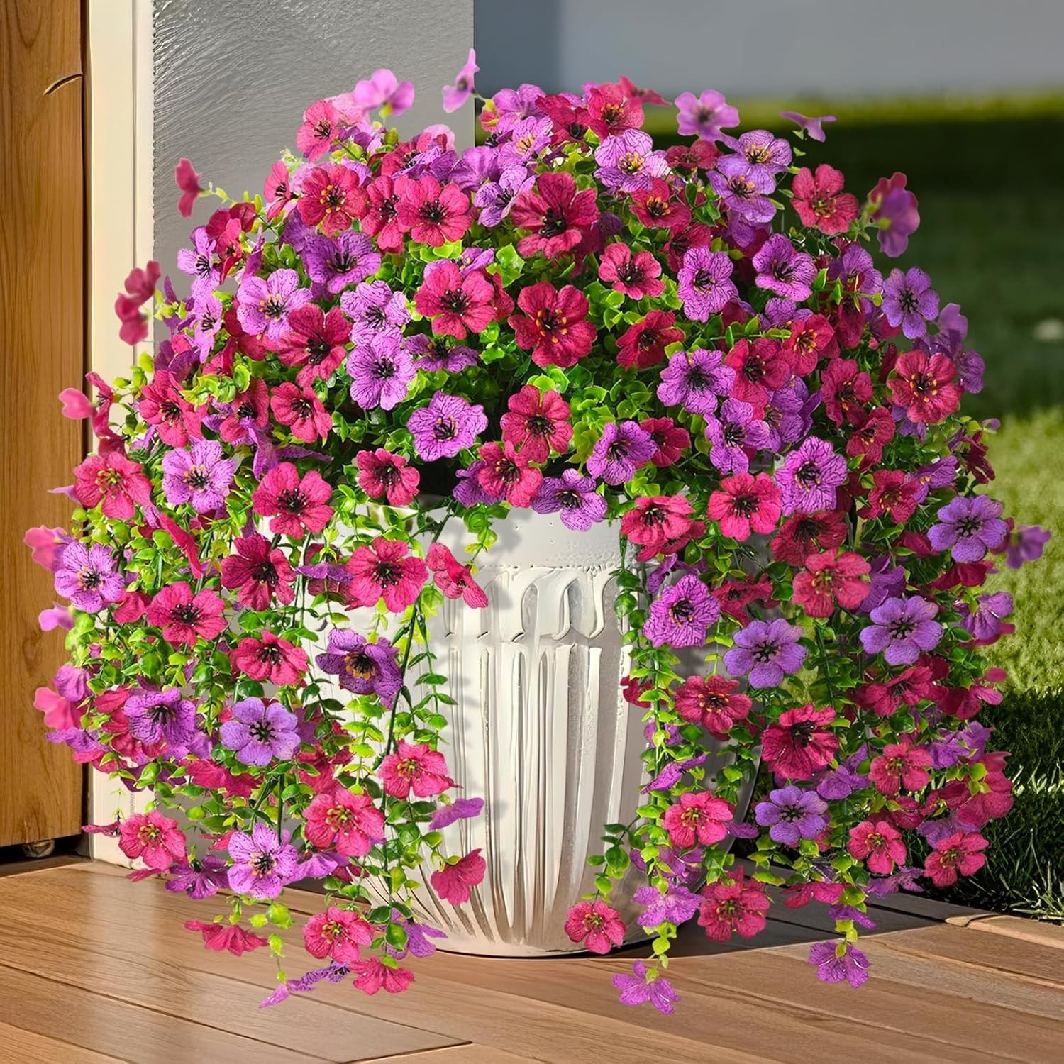 2Pcs Artificial Fake Hanging Flowers for Outdoors UV Resistant Artificial Pla…