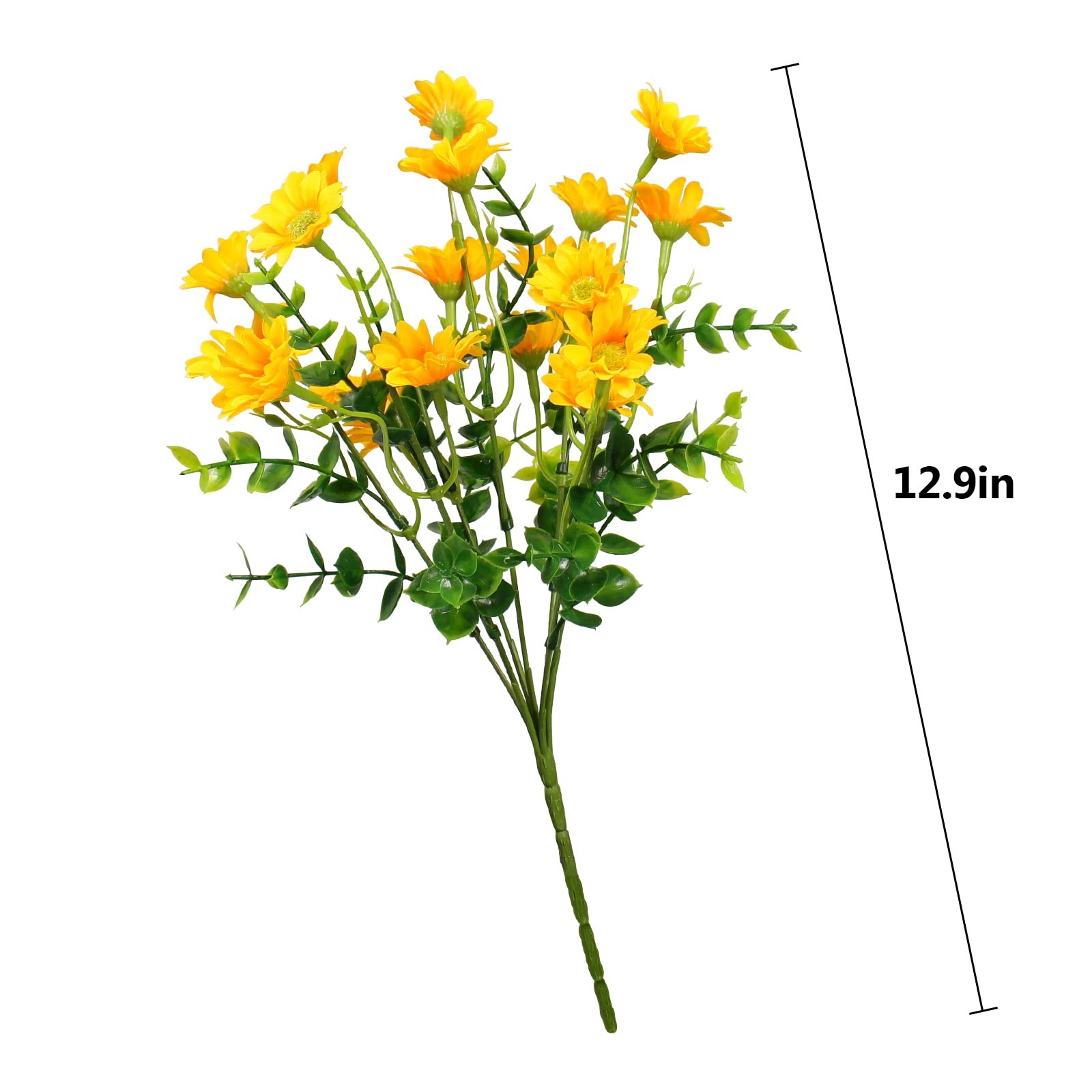 Fake Flowers Yellow Flowers for Spring Summer Decor – 8 Bundles Outdoor Chris…