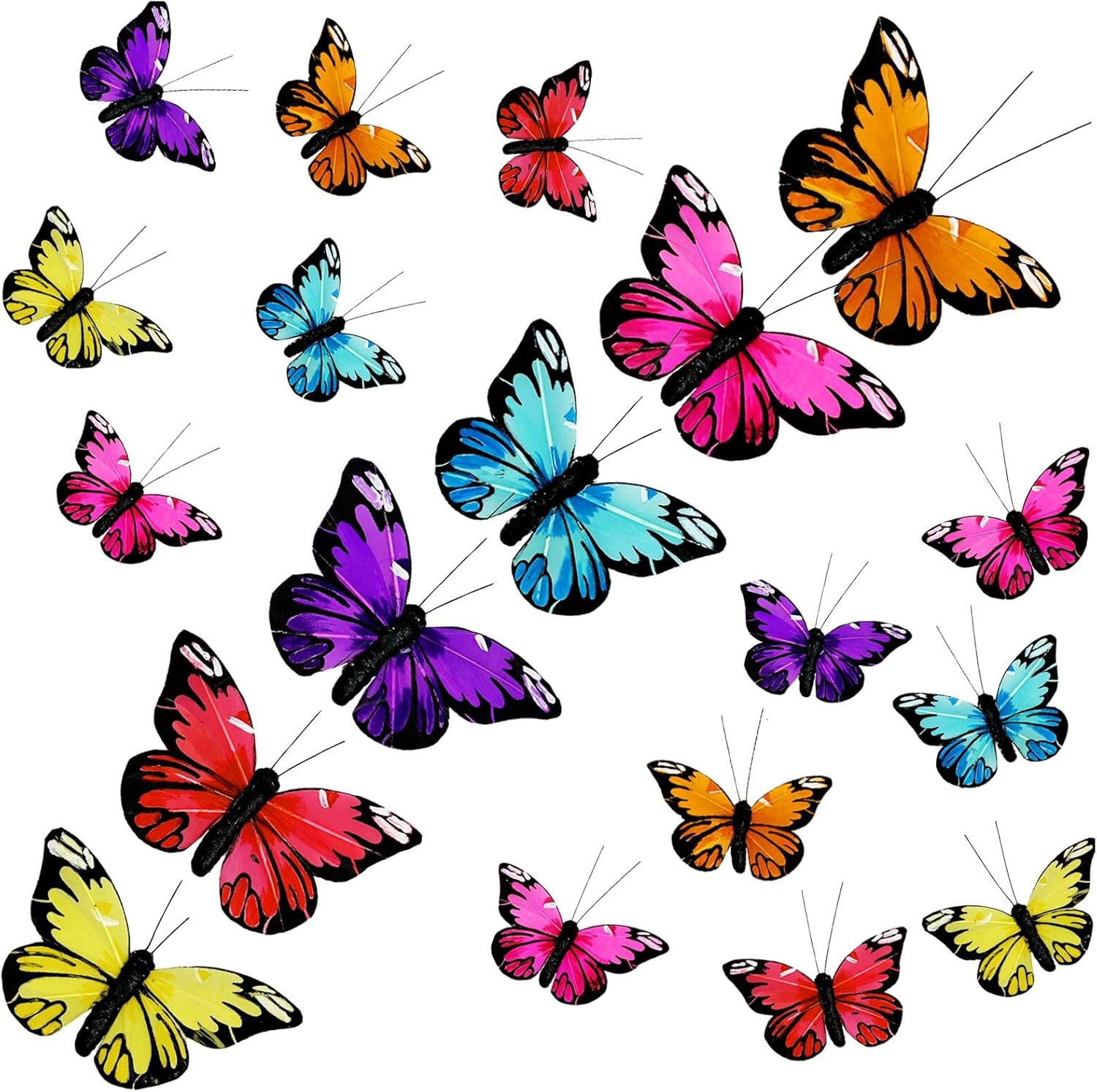 Feather Butterfly Set of 12 Clip on Artificial Butterflies for Crafts Christmas