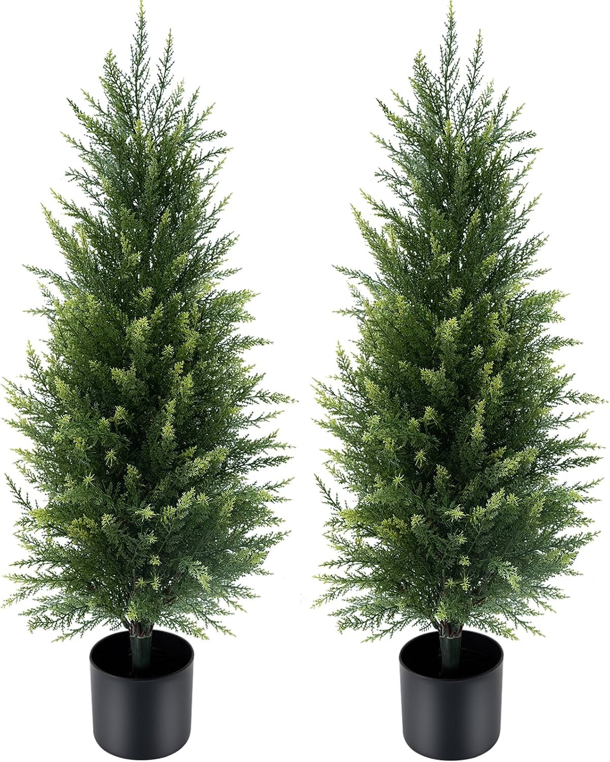 3 ft Artificial Cedar Topiary Trees Set of 2 Front Porch | Compact 3FT, Realisti