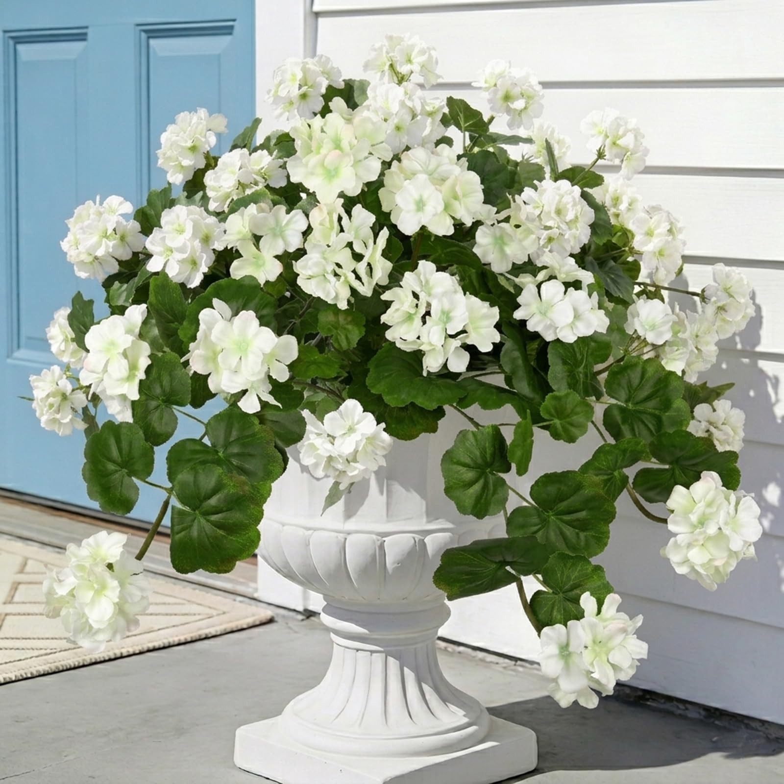 Realistic Silk Geraniums Flowers for Outdoor & Indoor Decor, 19.6” Wide Lush …
