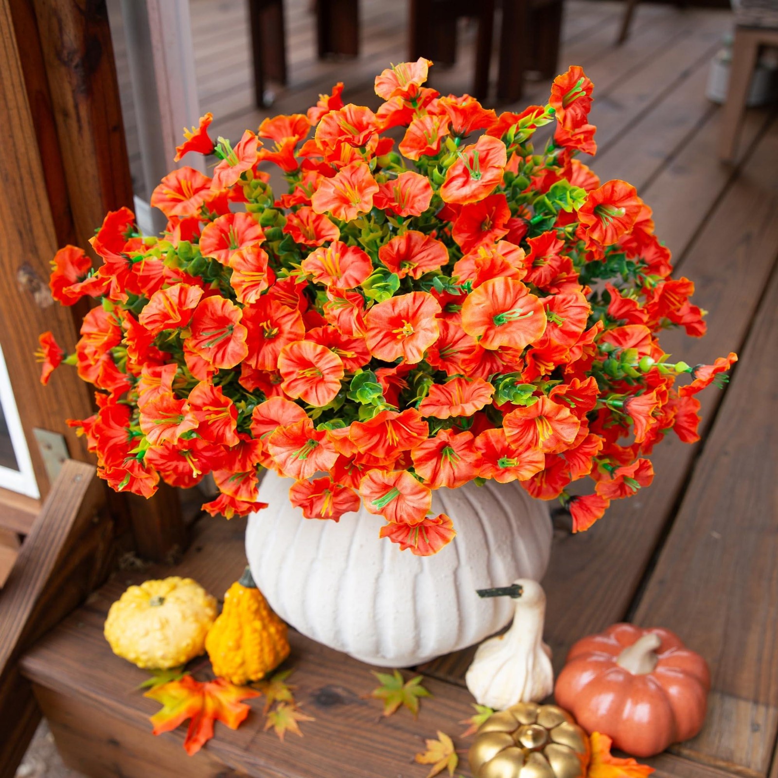 4 Bundles Artificial Morning Glory & Eucalyptus UV Resistant Outdoor Set