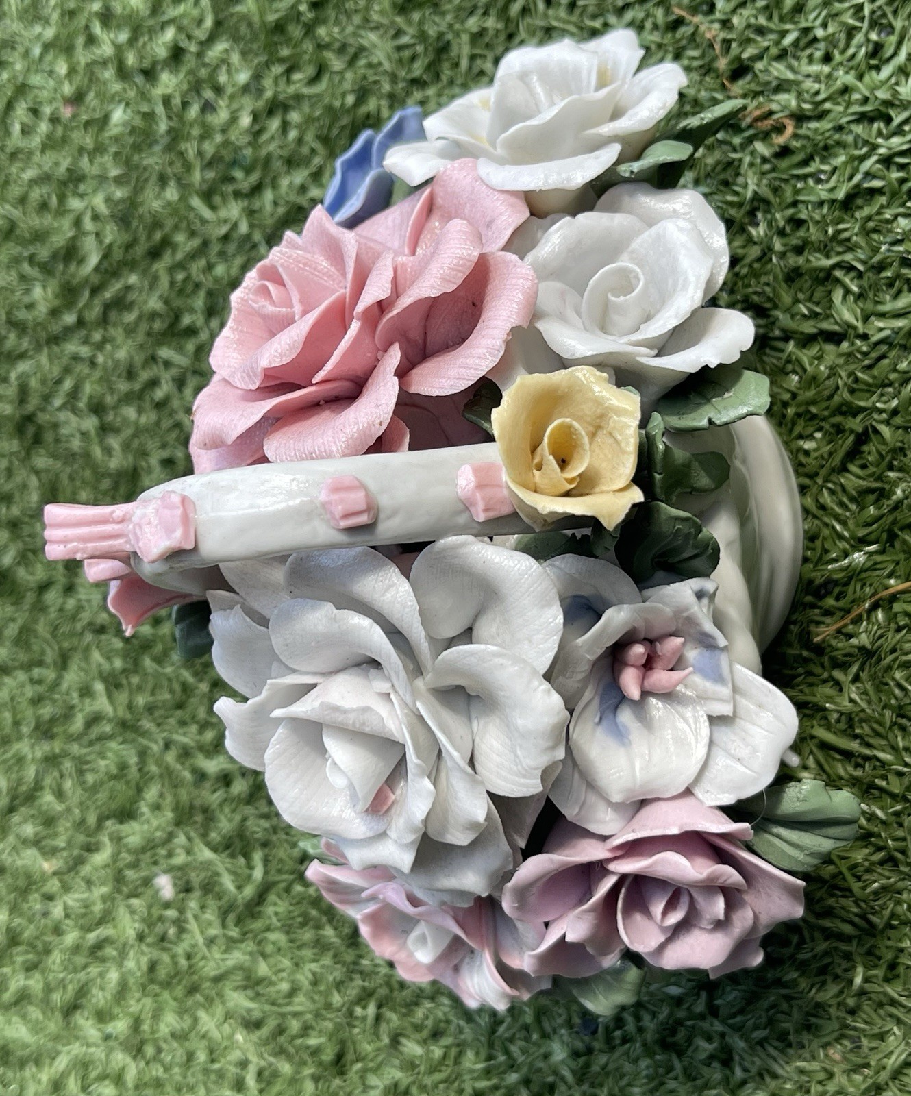 Vintage Porcelain Flower Bouquet Arrangement Multicolor 6.5” Made in China