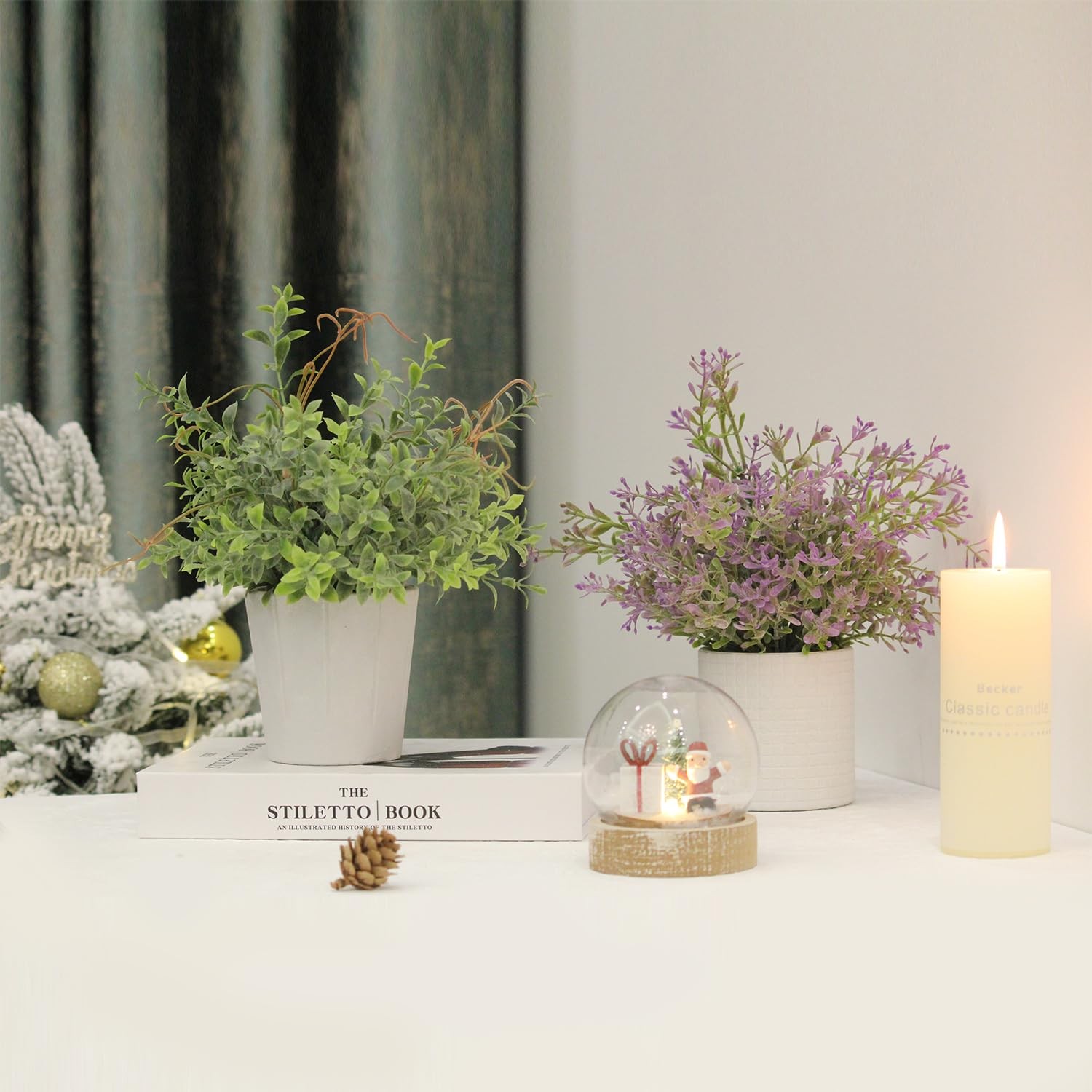 3 PCS Small Fake Plants In White Pulp Pot Artificial Indoor Desk Green Decor