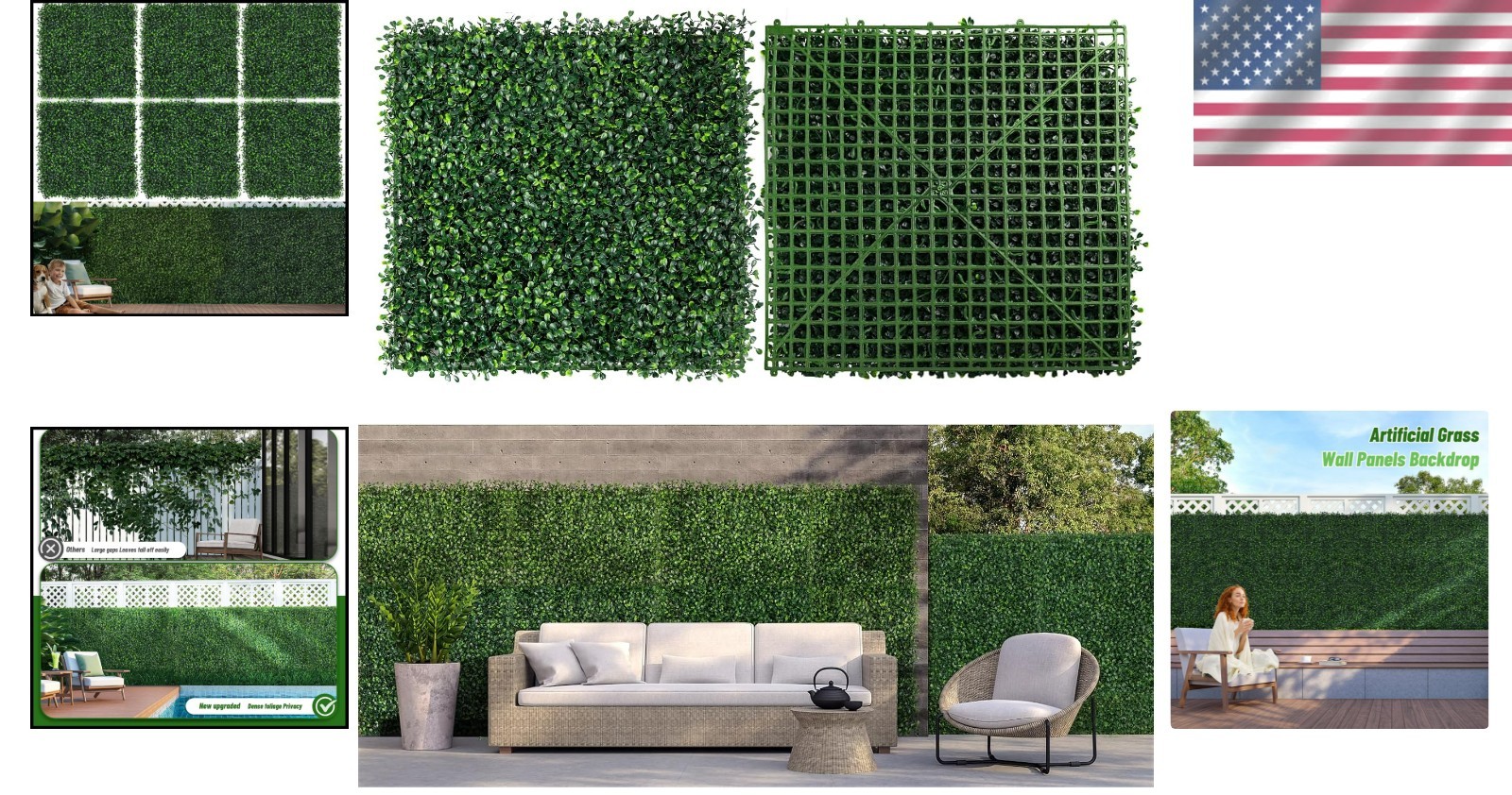 Lightweight Faux Grass Wall Panels – 12pcs Greenery Decor for Indoors & Outdoors