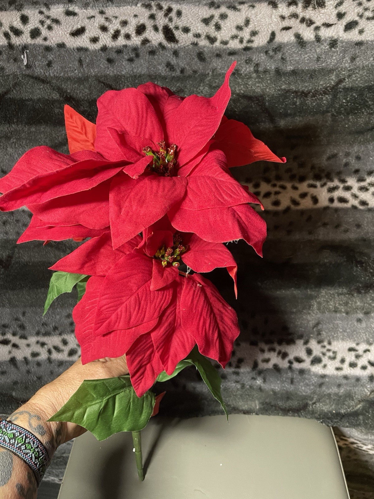 Lot 19 Poinsettia Faux Vase Stem Flowers 18 Inch Christmas Holiday Wreath Craft
