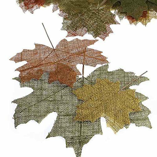 Package of 15 Assorted Size Large Stiffened Earth Tone Burlap Leaves