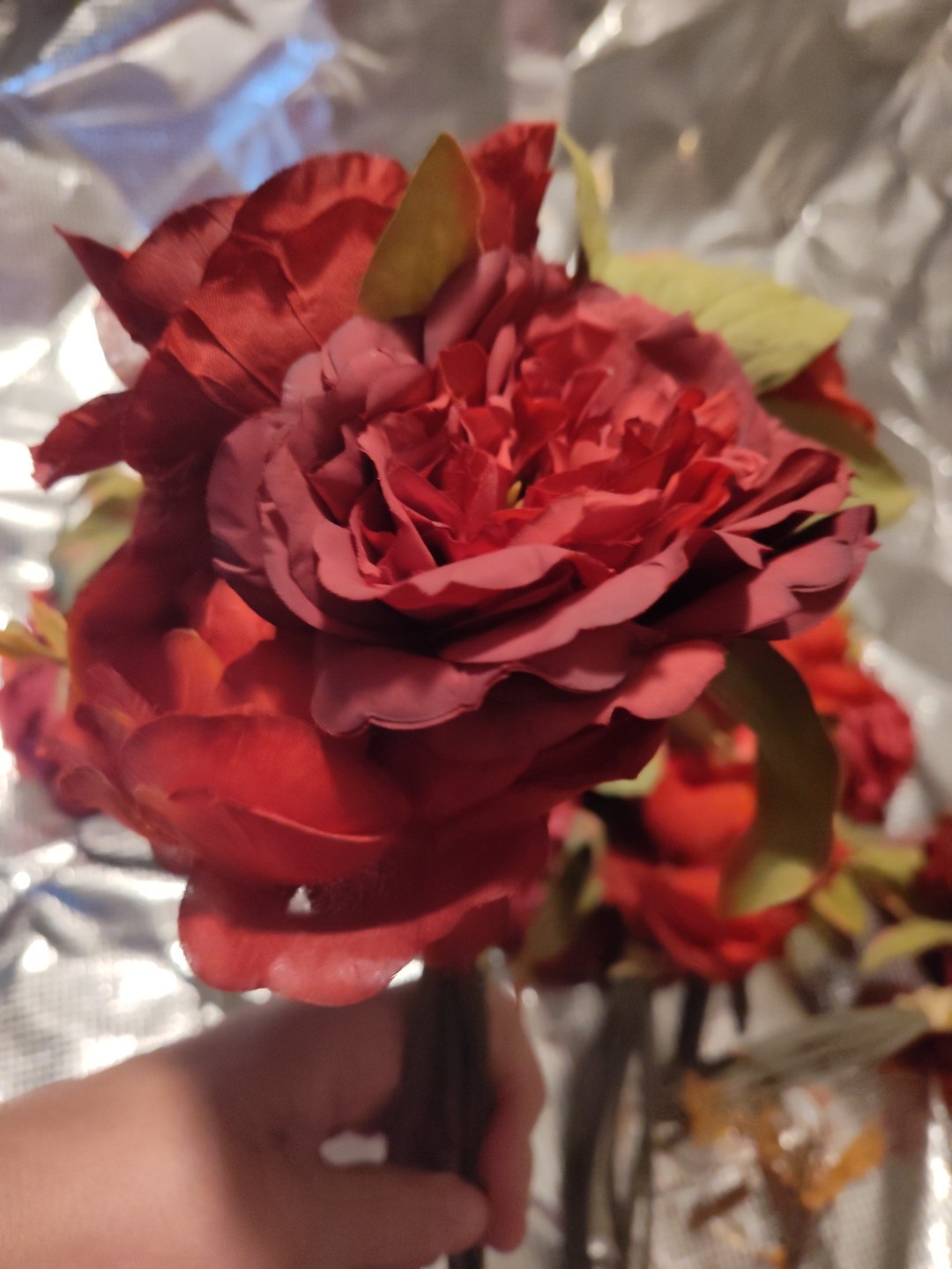 Multi Stem Box Of Faux Rose & Ranunculus Bouquets X6 Bundle & 1 Sm Fall Pick NWT