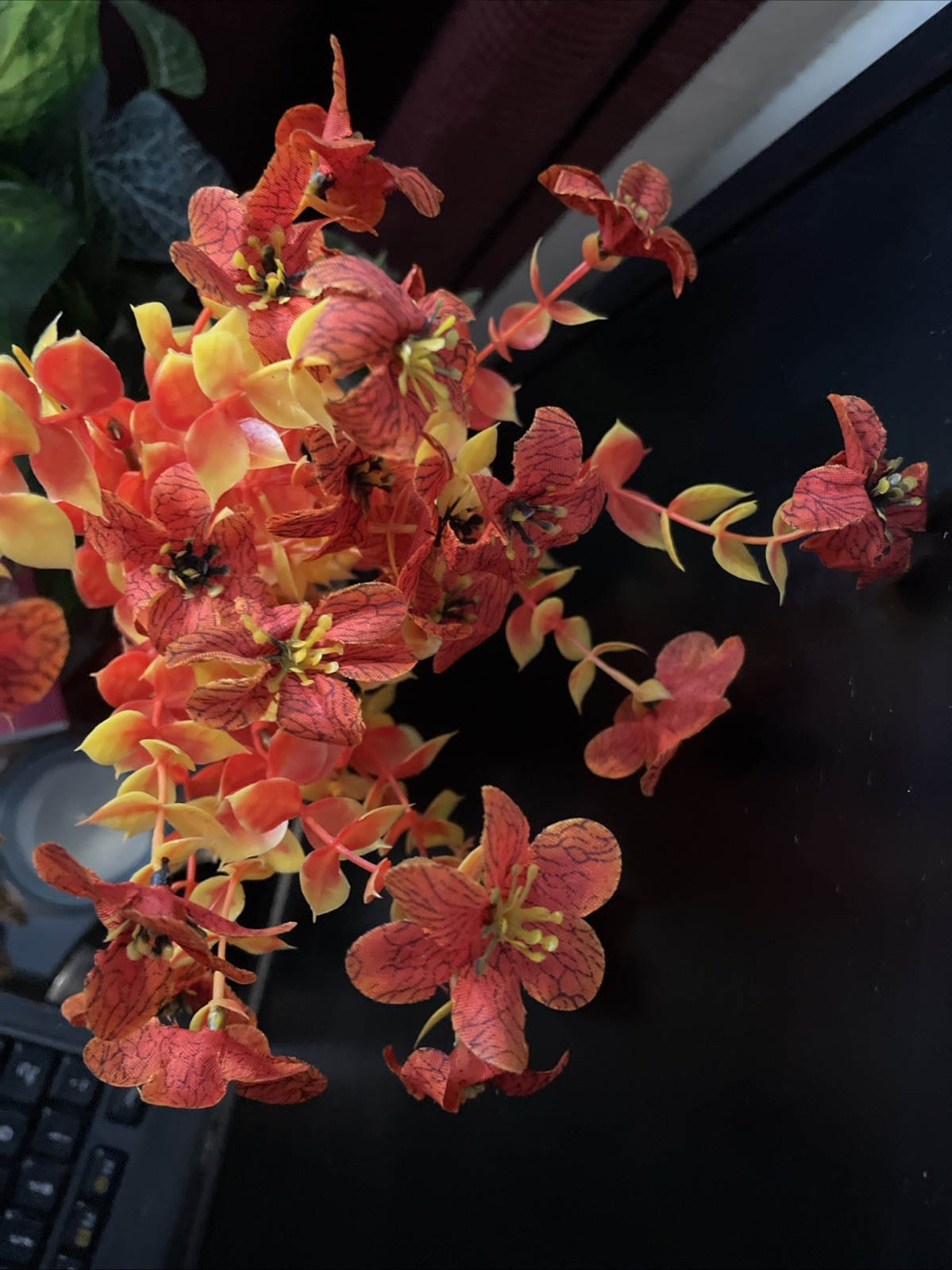 Orange Autumn Artificial Stems Decoration Floral Arrangement Brighten Room