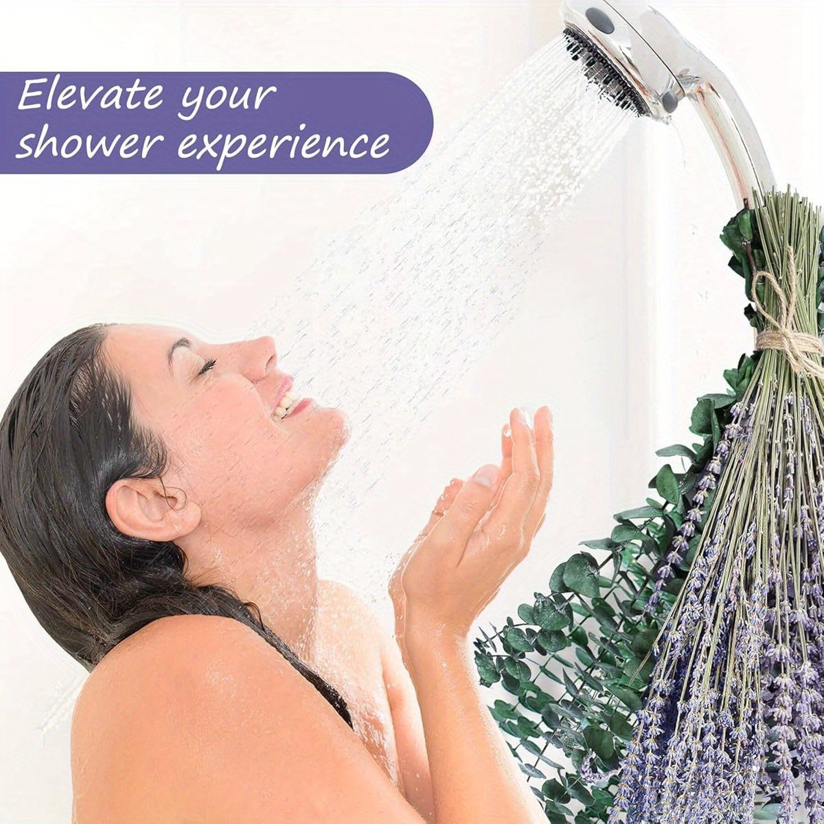 17” Natural Real Dried Eucalyptus Stems & Lavender Flowers Bundle for Shower