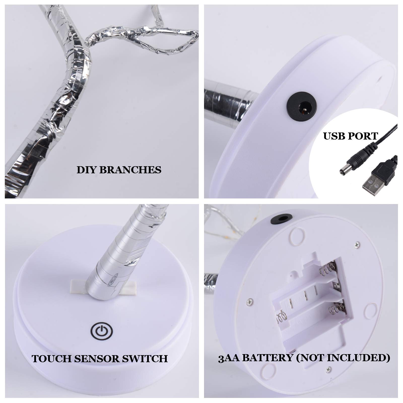 2 PCS Tabletop Bonsai Tree Light 20 Inch 108 LED DIY Artificial Lamp Warm