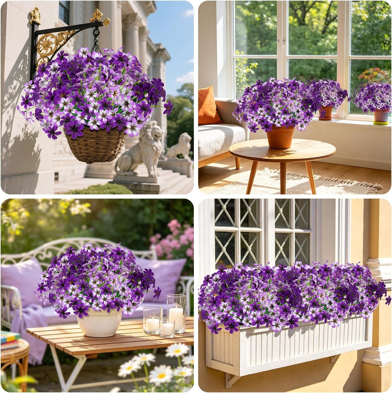 16 Bundles Artificial Flowers, UV Resistant Fake Pansy Silk Flowers, Realisti…