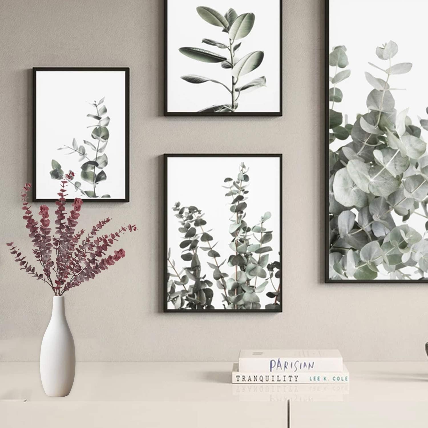 Faux Eucalyptus Stems 30″ Long Artificial Greenery Stems Fake Eucalyptus Deco…
