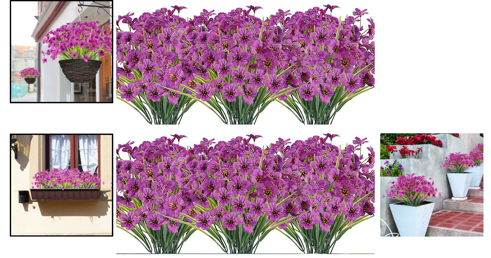 Maintenance-Free Purple Artificial Flowers – 20 Bundles for -Round Beauty
