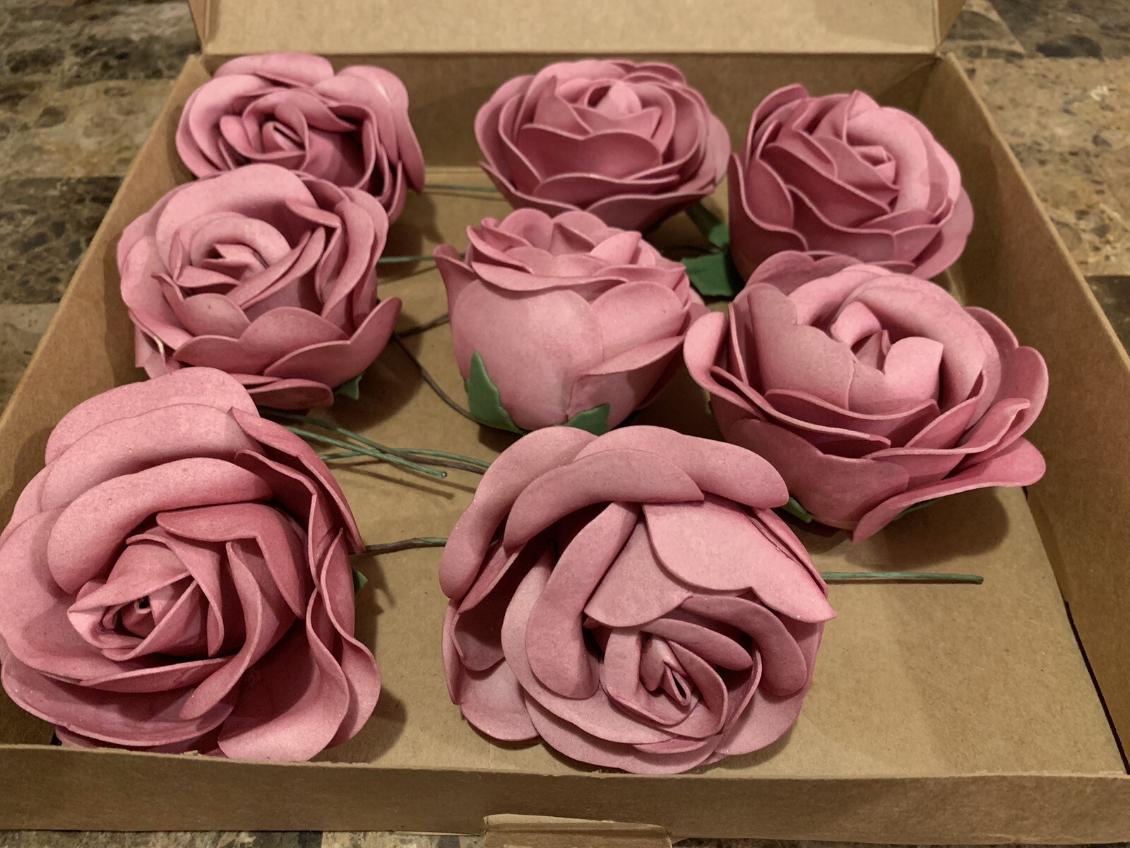 Ling’s Moment Realistic Artificial Roses Flowers 8pc Dusty Pink Rose DIY Wedding