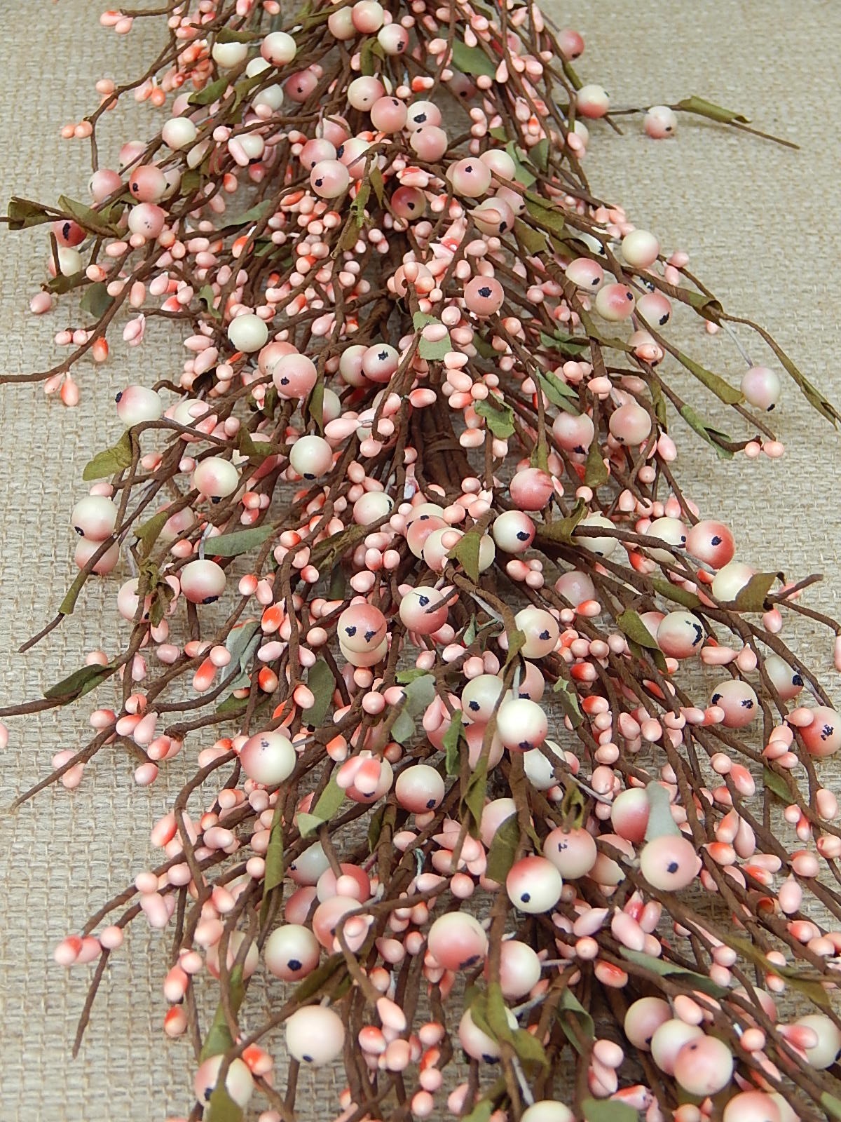 PINK Berry Garland – Mixed Berries in CORAL PINK CREAM MIX 53″ – NEW
