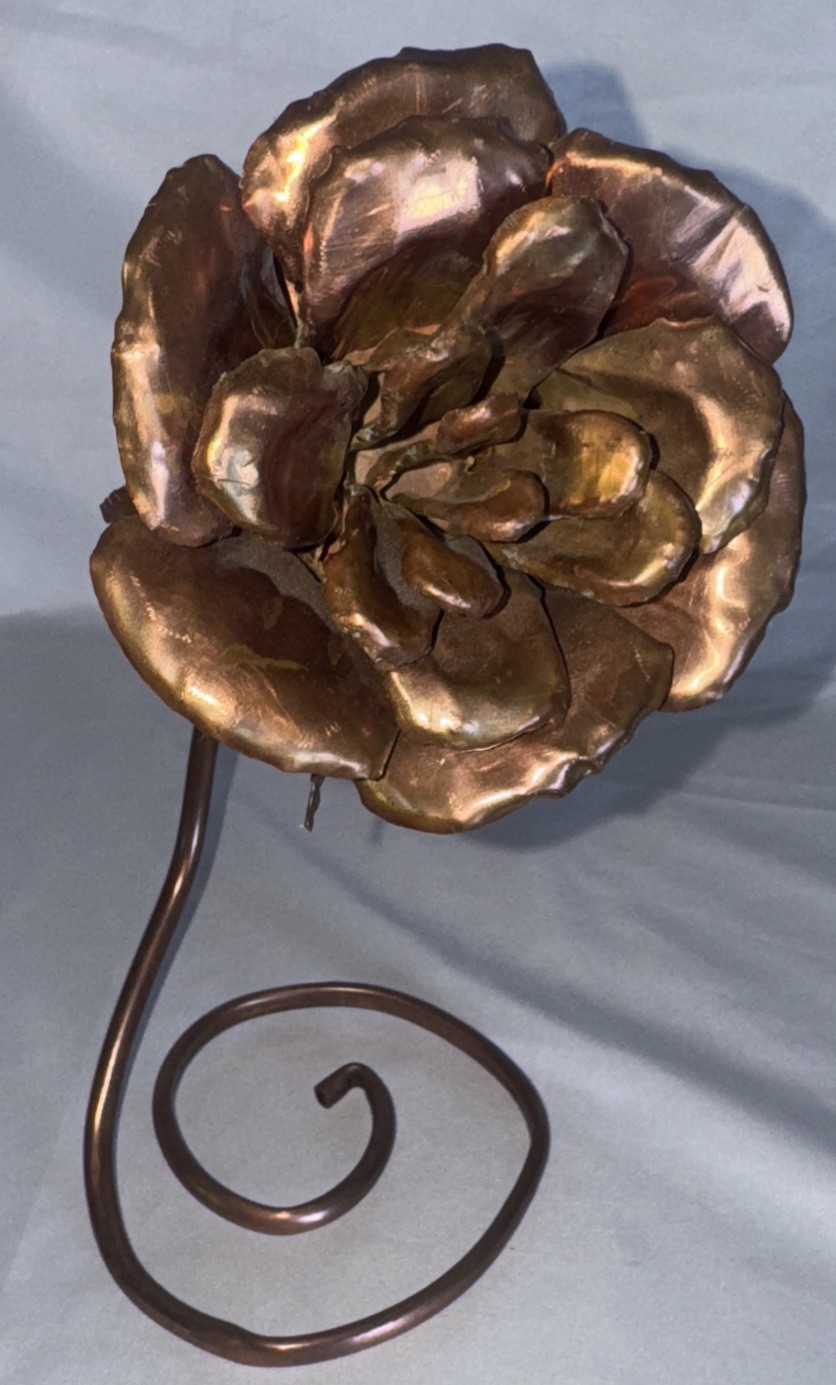 Beautiful Vintage Handcrafted Forever Rose Copper Metal 10”x6”