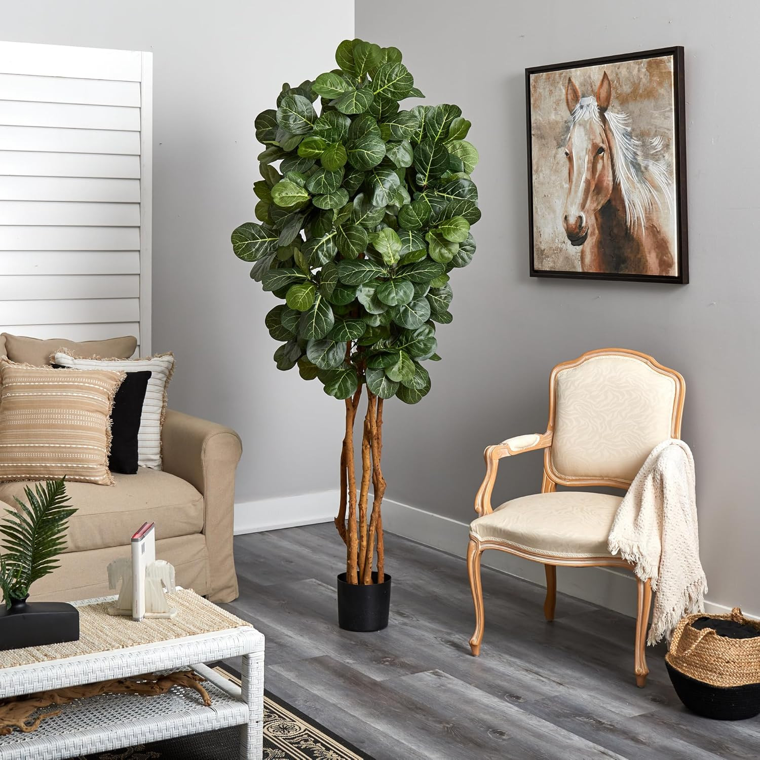 Lifelike 7Ft Fiddle Leaf Fig Artificial Tree for Home or Office Decor