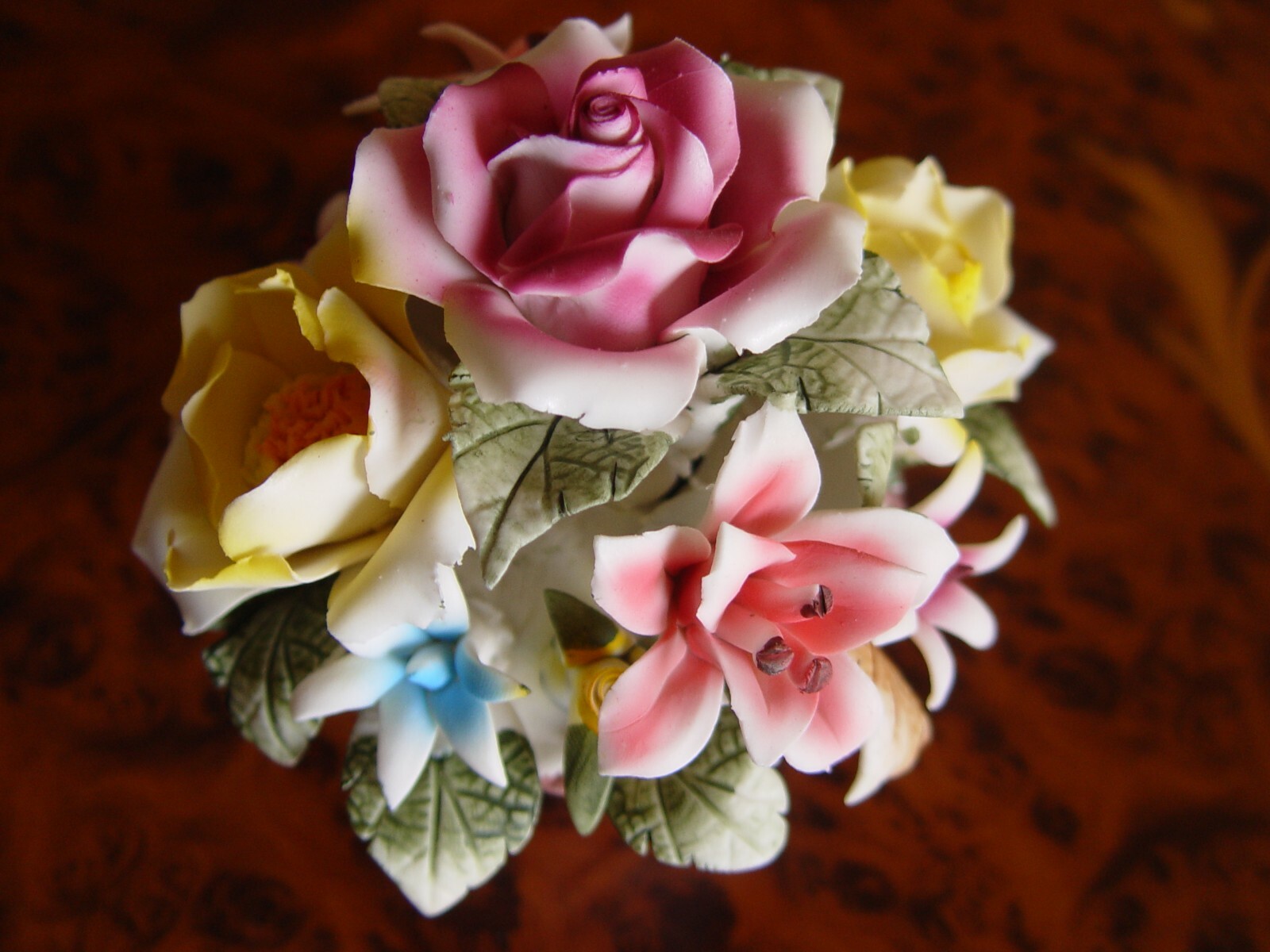 4″ NEW PORCELAIN Flower Arrangement Basket BOUQUET EASTER HAPPY BIRTHDAY LOVE ++