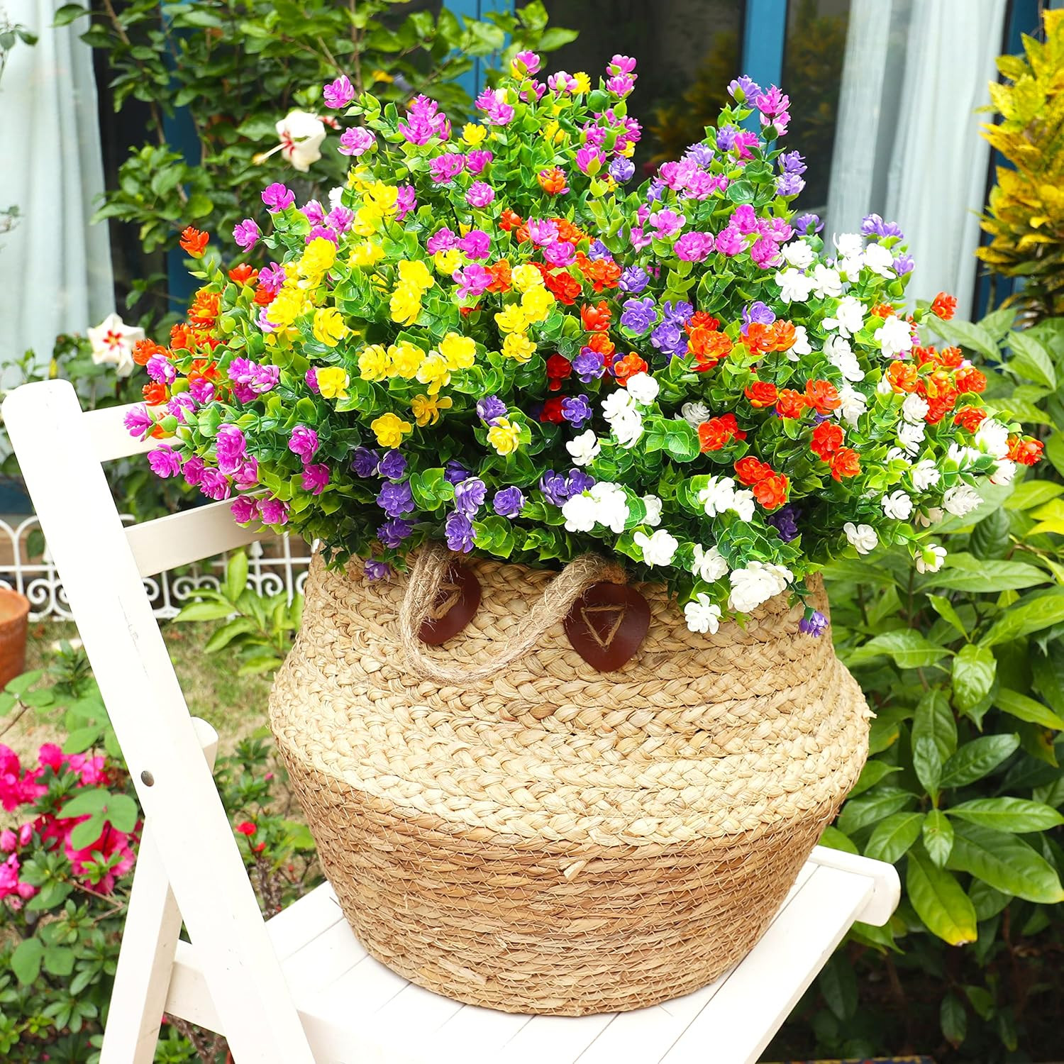 20 Bundles Artificial Flowers Outdoor Fake Plants, UV Resistant No Fade Faux Pla