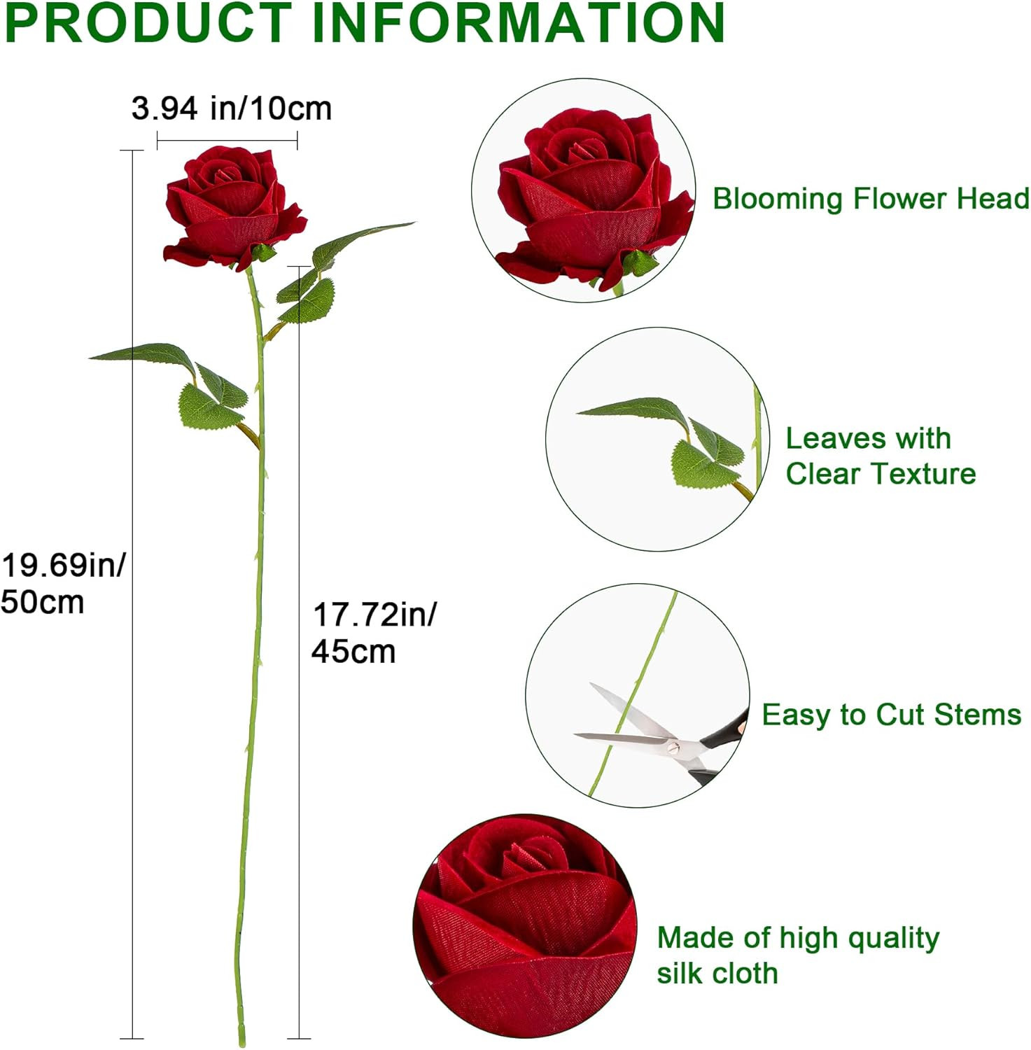 Red Artificial Roses – 100PCS Fake Flowers for Home Decor & Gifts