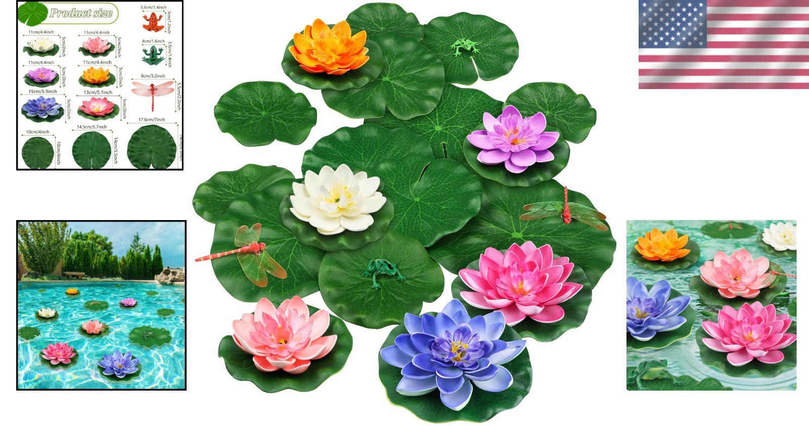 Artificial Floating Foam Lotus Flowers Pond Decor for Pool Lake Water Garden
