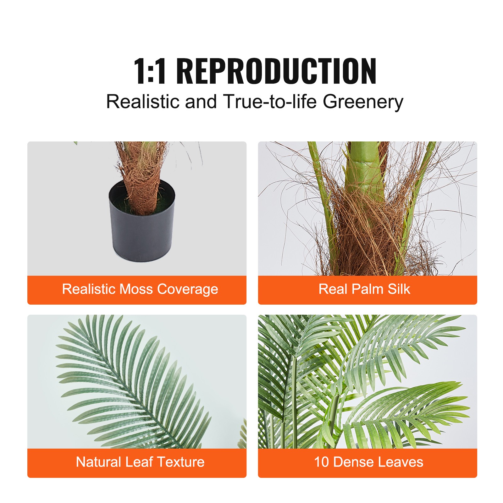 4 FT Artificial Palm Tree, PE Material Faux Plant Indoor Outdoor Decor
