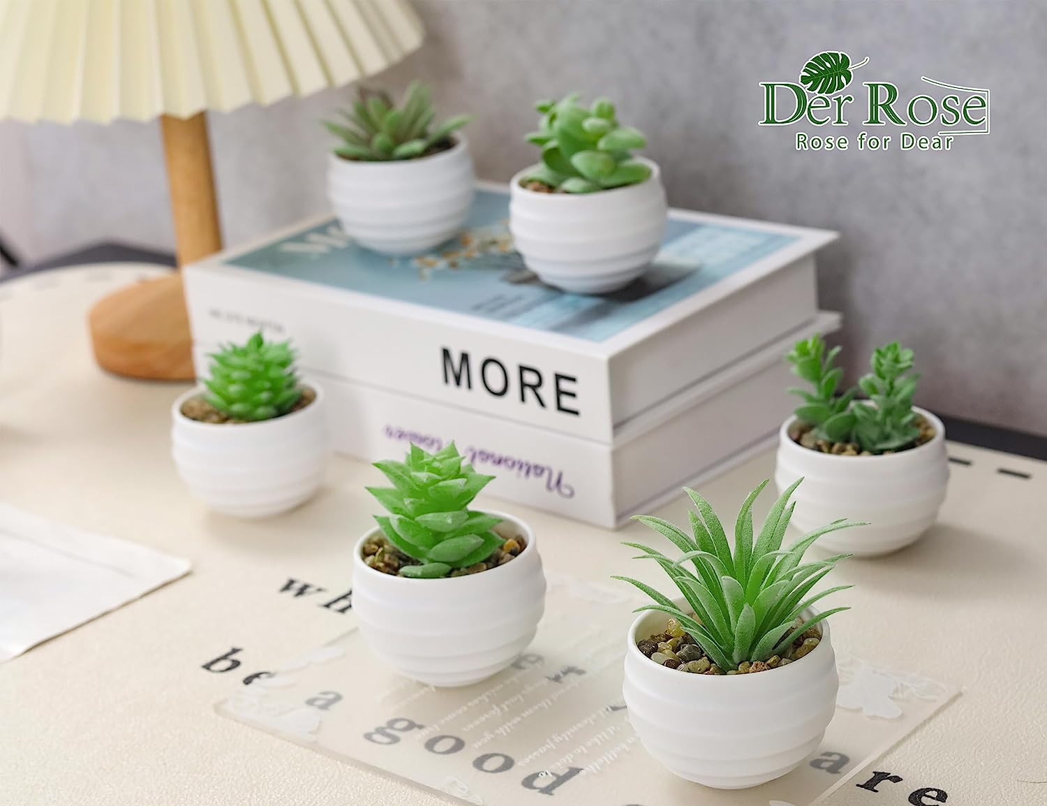 Set of 6 Succulents Plants Artificial in Pots Small Fake Plants for Bedroom Aest