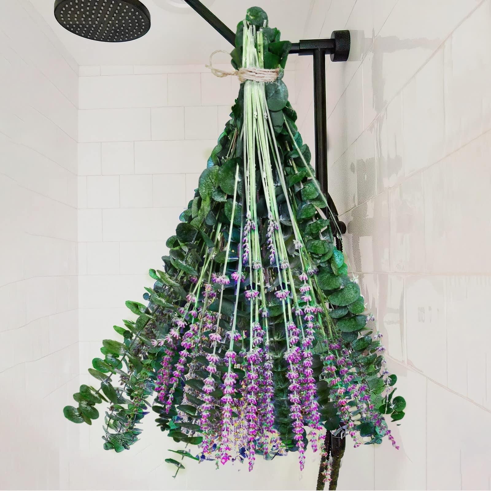 Dried Eucalyptus Stems & Lavender Flowers 68 Pcs 17” Natural – Shower Decor