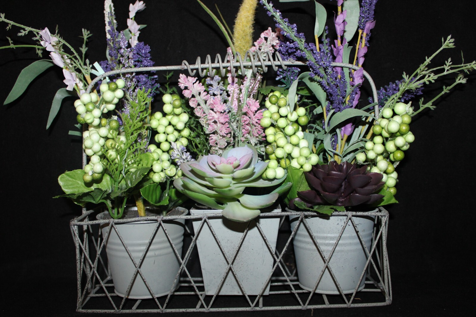 Mixed Artificial Succulent Arrangement in Metal Planter