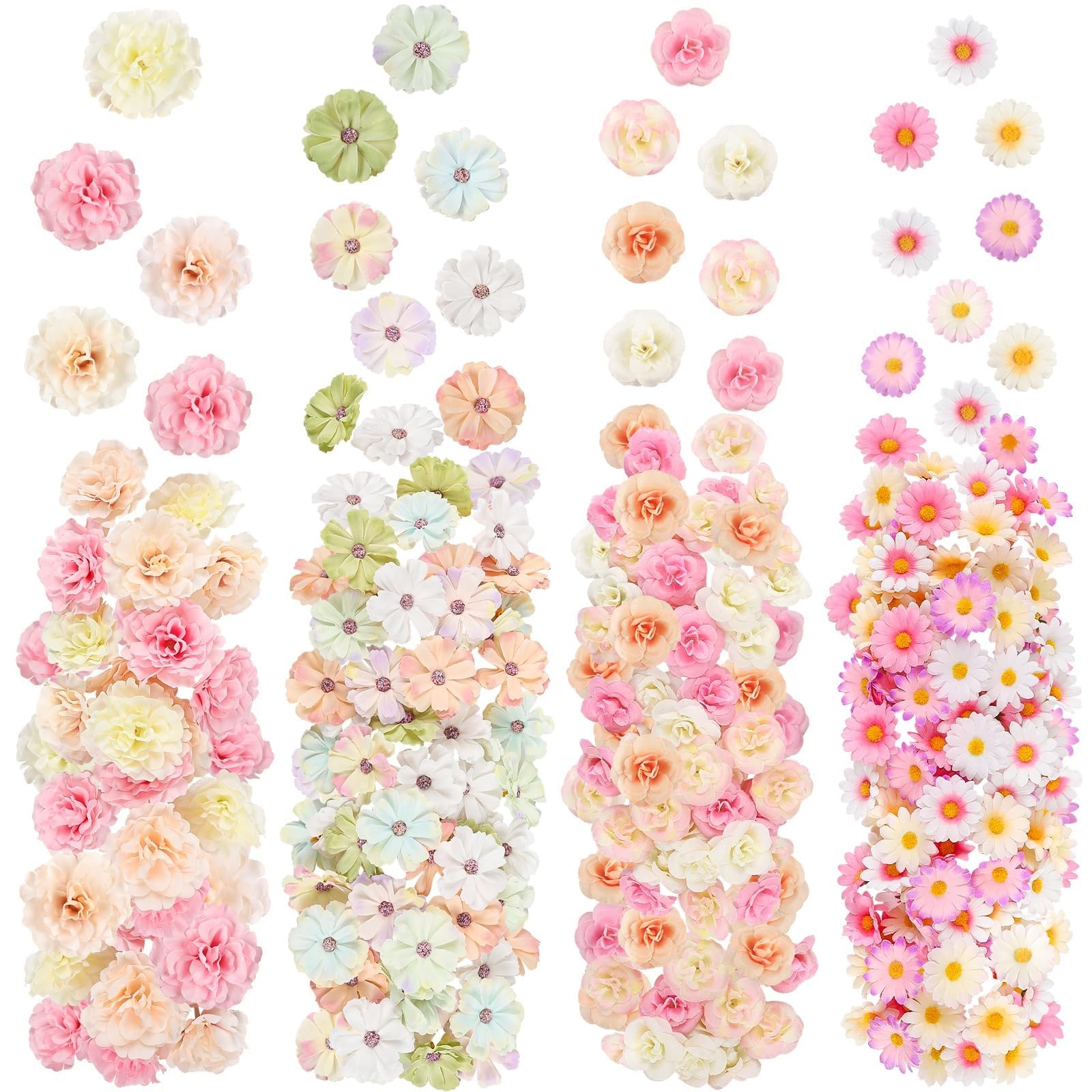 Small Fake Daisy Flower Heads Bulk Silk Crafts For DIY Wedding Decor 310 PCS