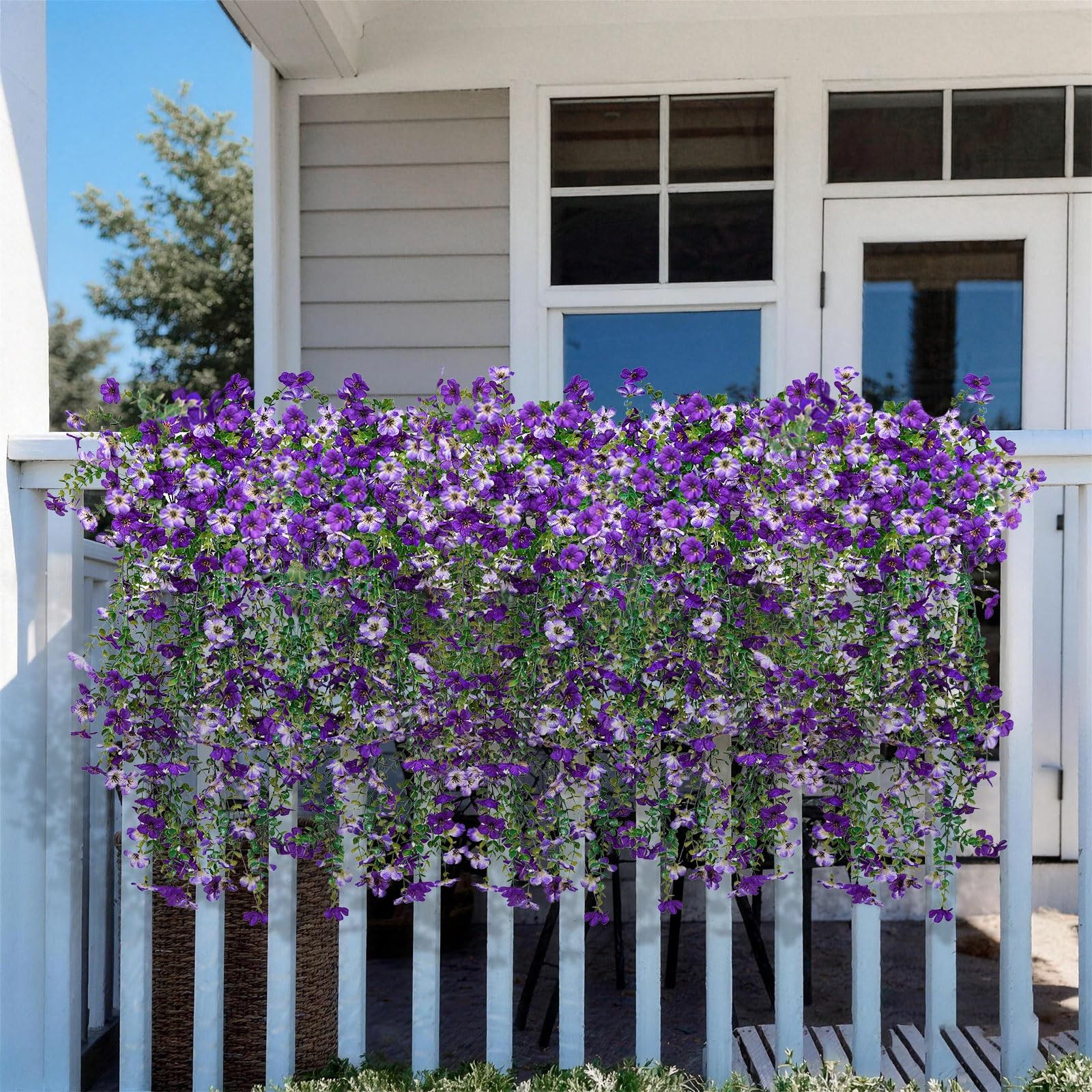 Artificial Hanging Flowers for Outdoors Faux Plants Spring Porch Decor 2 Pcs