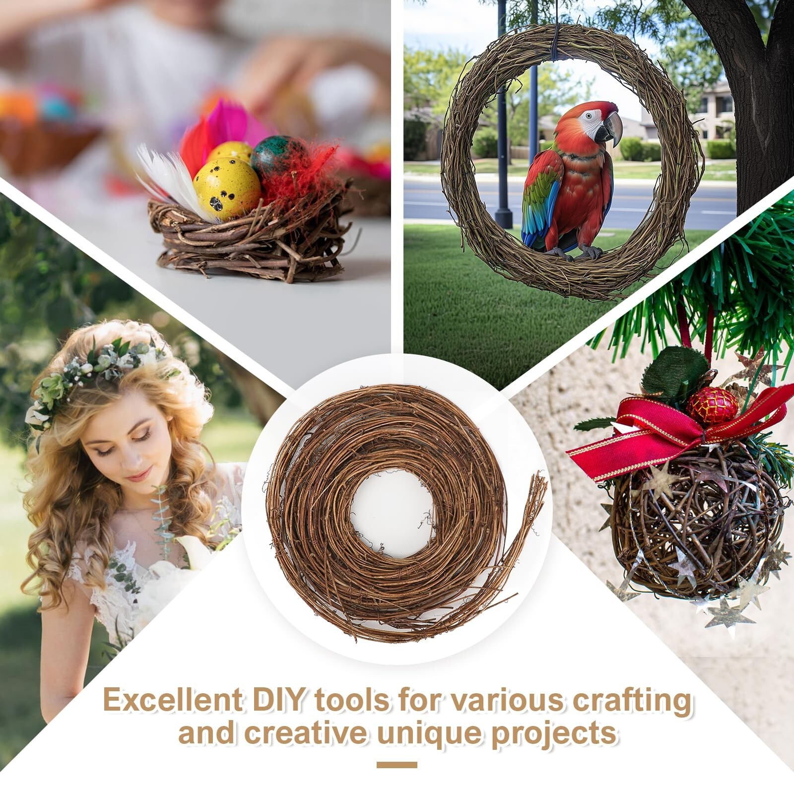 3 PCS Grapevine Garland DIY Crafts Natural Grapevine Twig Vines, 15 Feet Vine…