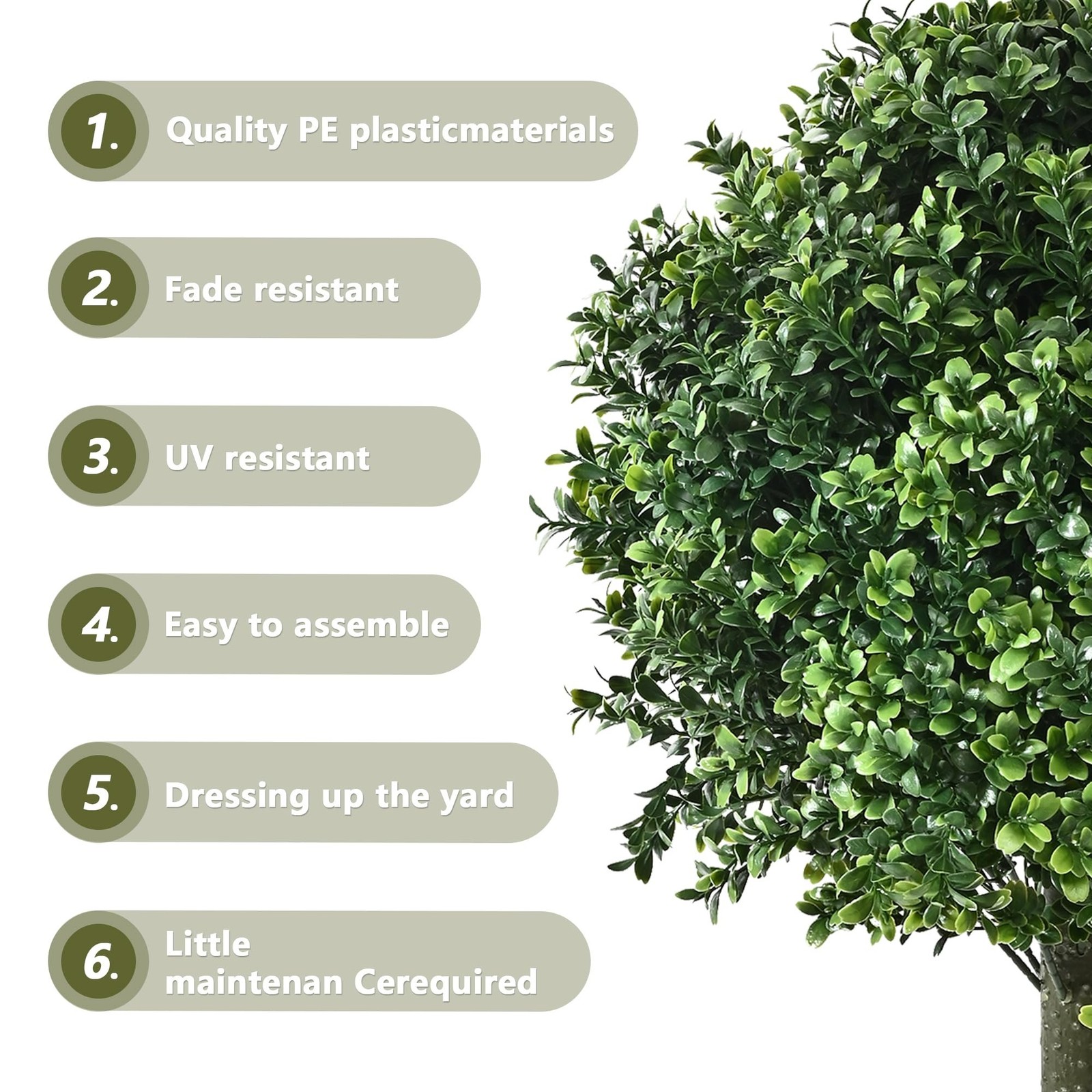28″ Boxwood Topiary Ball Trees Set of 2 Ground Spike UV Resistant Indoor Outdoor