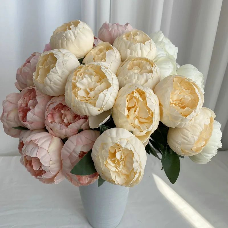 10 Heads Silk Peony Artificial Flowers Bouquet | Large Peonies Valentines Decors