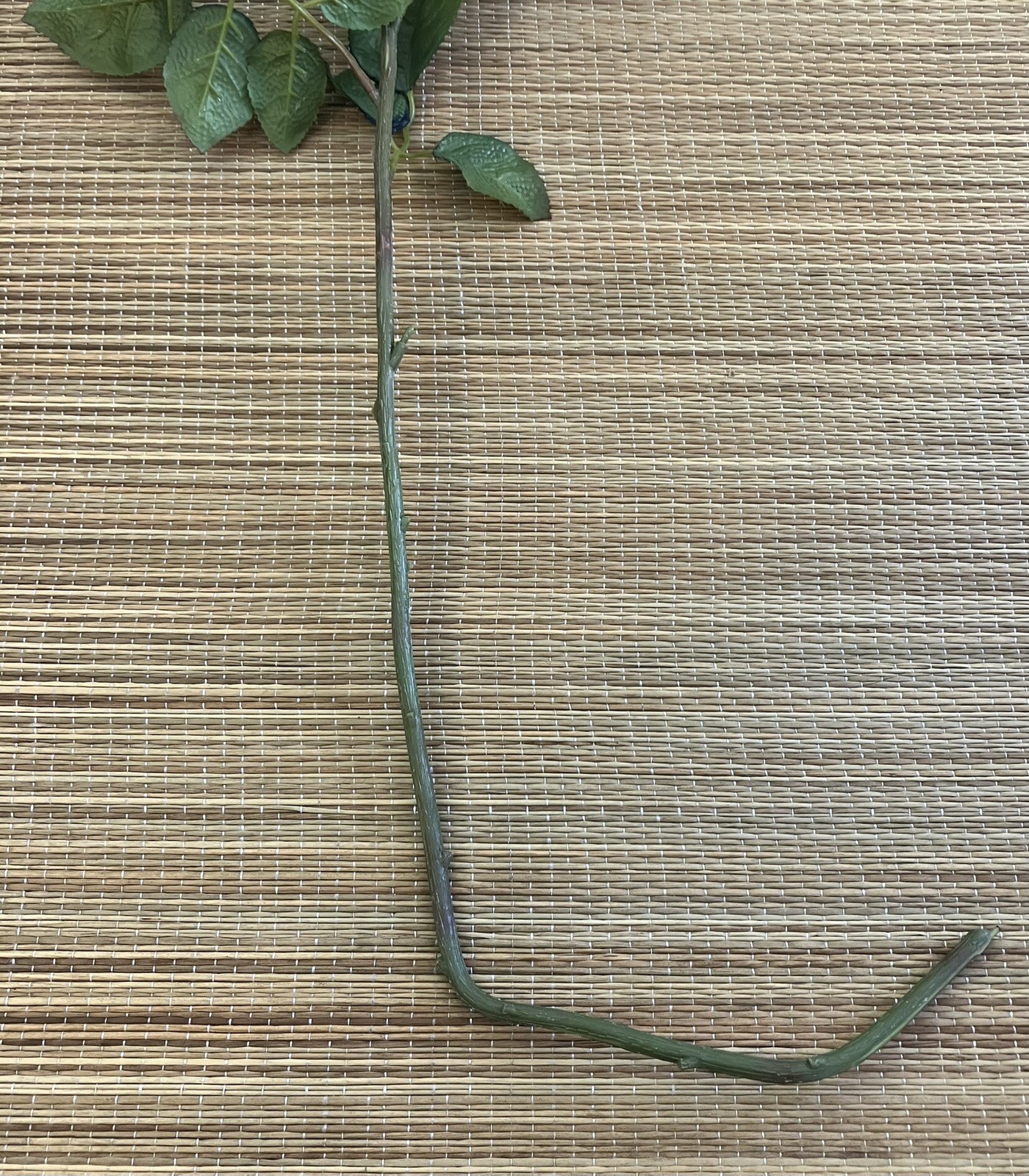 Vintage French 90’s Artificial Dark Red Cabbage ROSE Flower w/ Leaves, Long Stem
