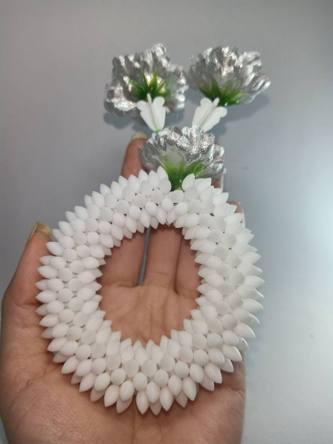 Pair Gold Silver Flower Fabric Plastic Garland Round Malai Jasmine Artificial mi