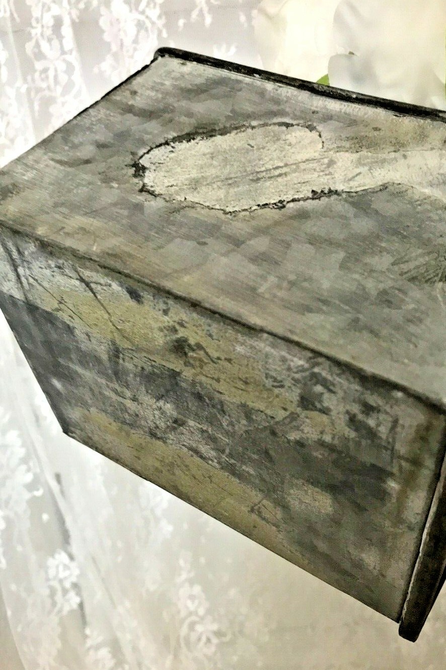 Beautiful Faux Flower Arrangement in Old Metal Drawer Approx 10″ x 8″ x 8″ NWT