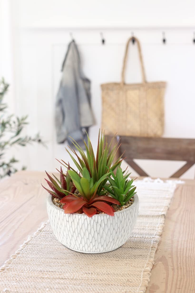 Fake Succulents Black Cement Pot Artificial Plants Arrangement Home Decor