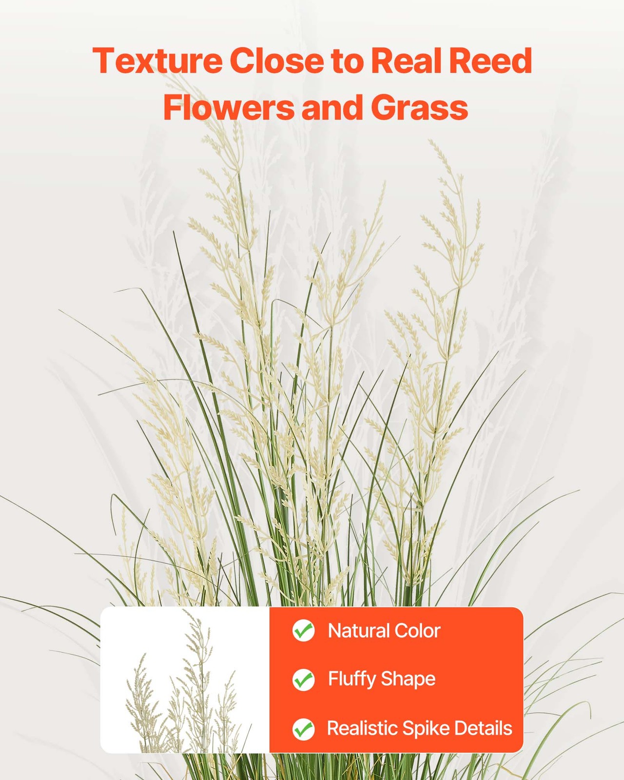 VEVOR Artificial Grass Plant 47 Inch Reed Flower Grass In Pot Green 1 Pack