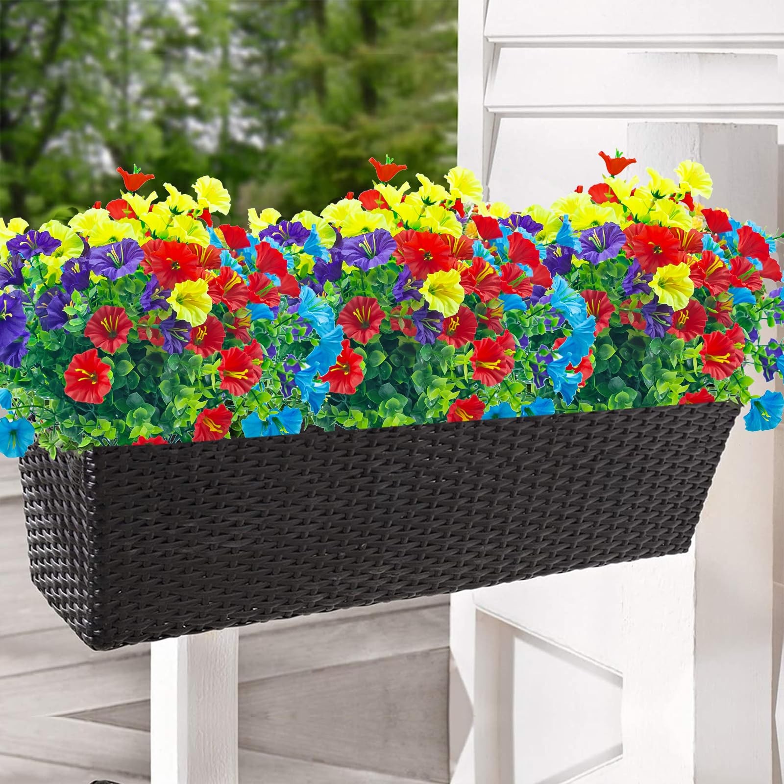 Artificial Outdoor Flowers UV Resistant – 8 Bundles 9″ Wide X 14″ Length