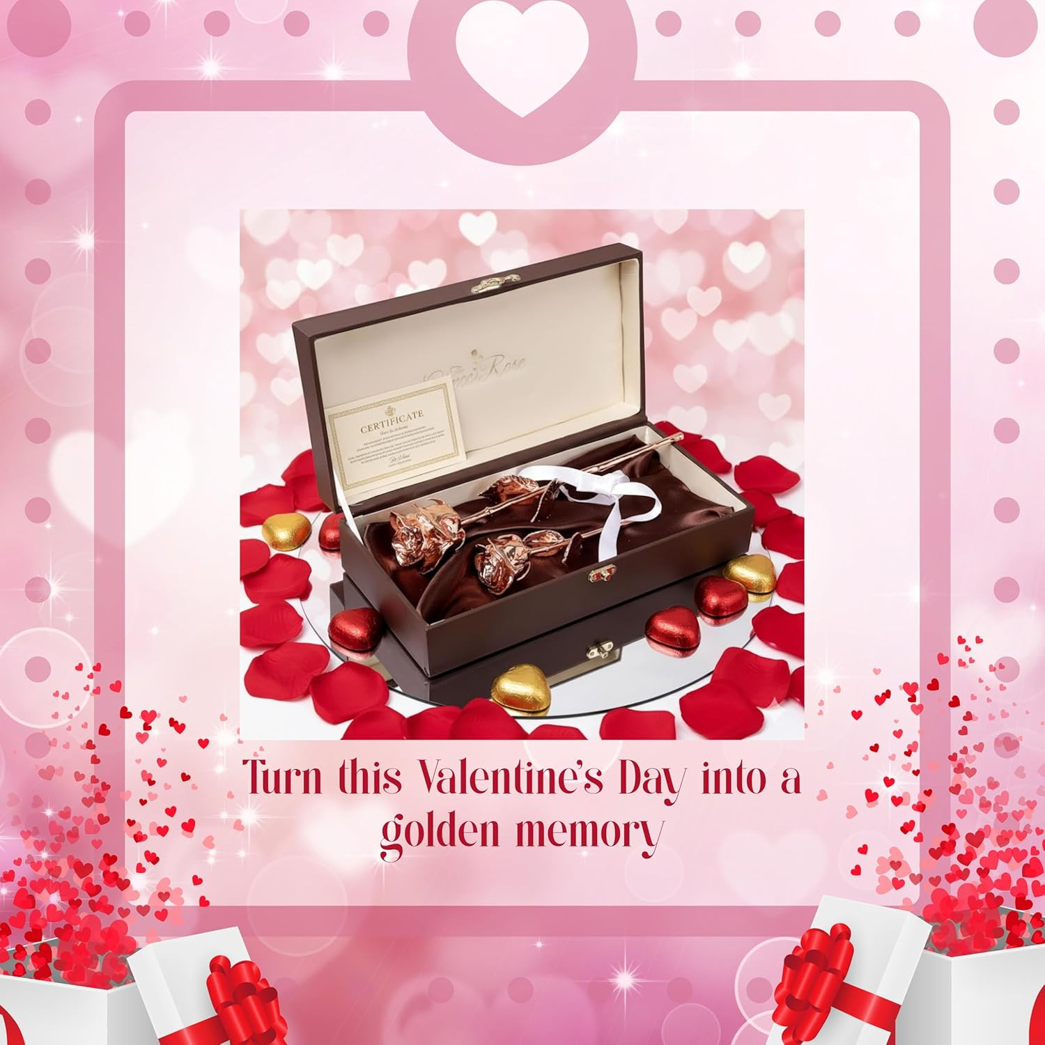 24K Rose Gold Dipped Handmade Rose in Gift Box – Perfect for Any Occasion