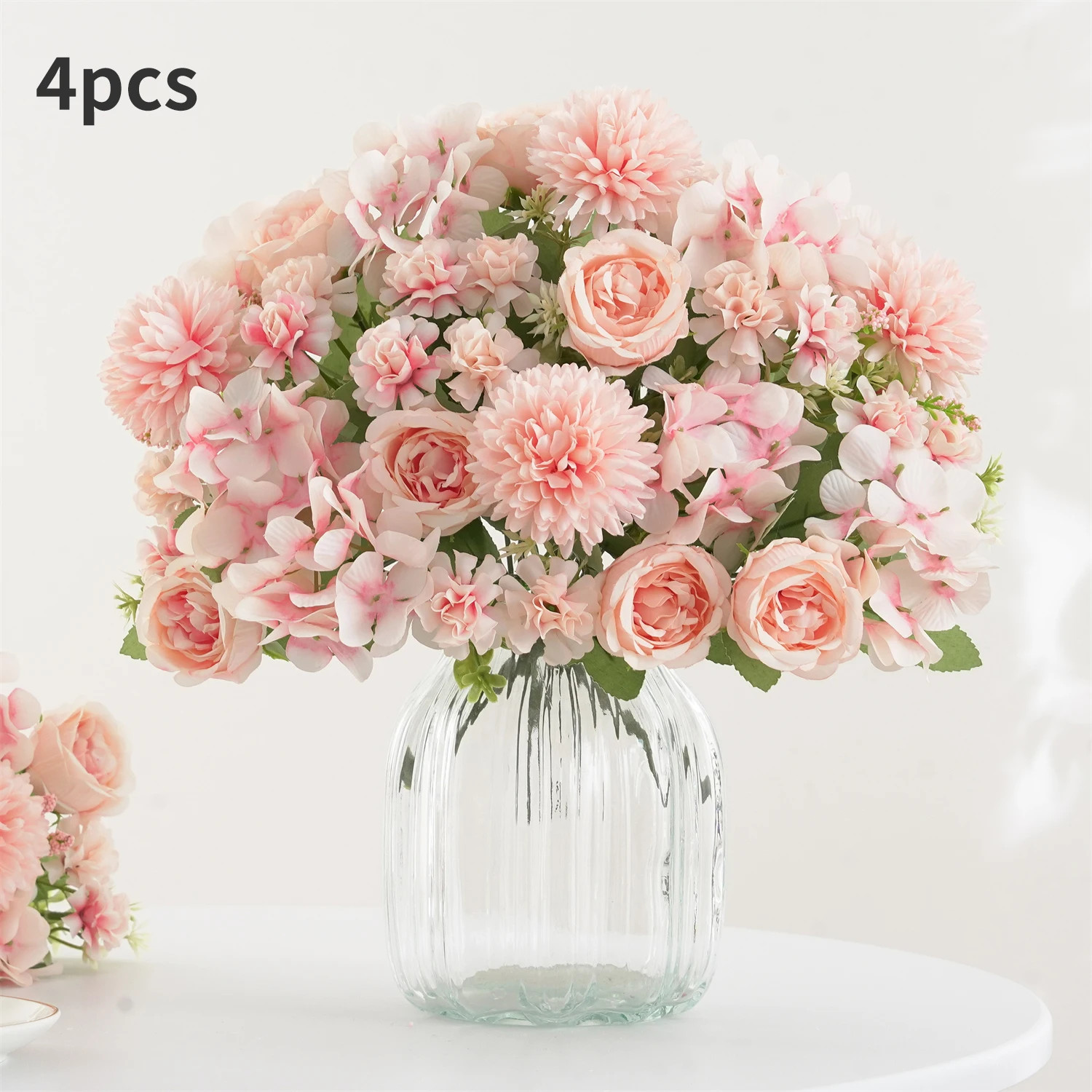 1/4Pcs Realistic Artificial Flower Bouquet, Reusable Faux Peony Chrysanthemums H