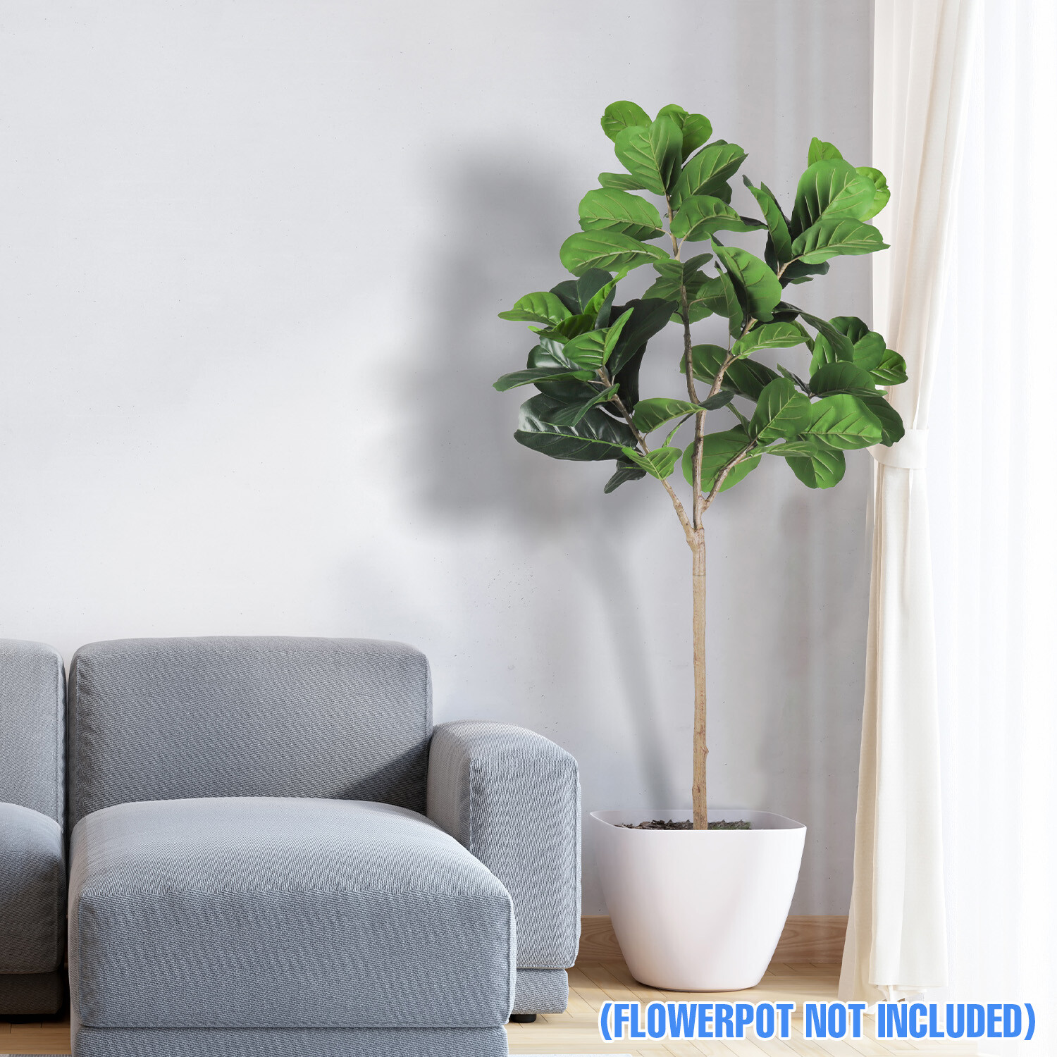 Artificial Fiddle Leaf Fig Tree with Plastic Pot For Indoor Outdoor Festival