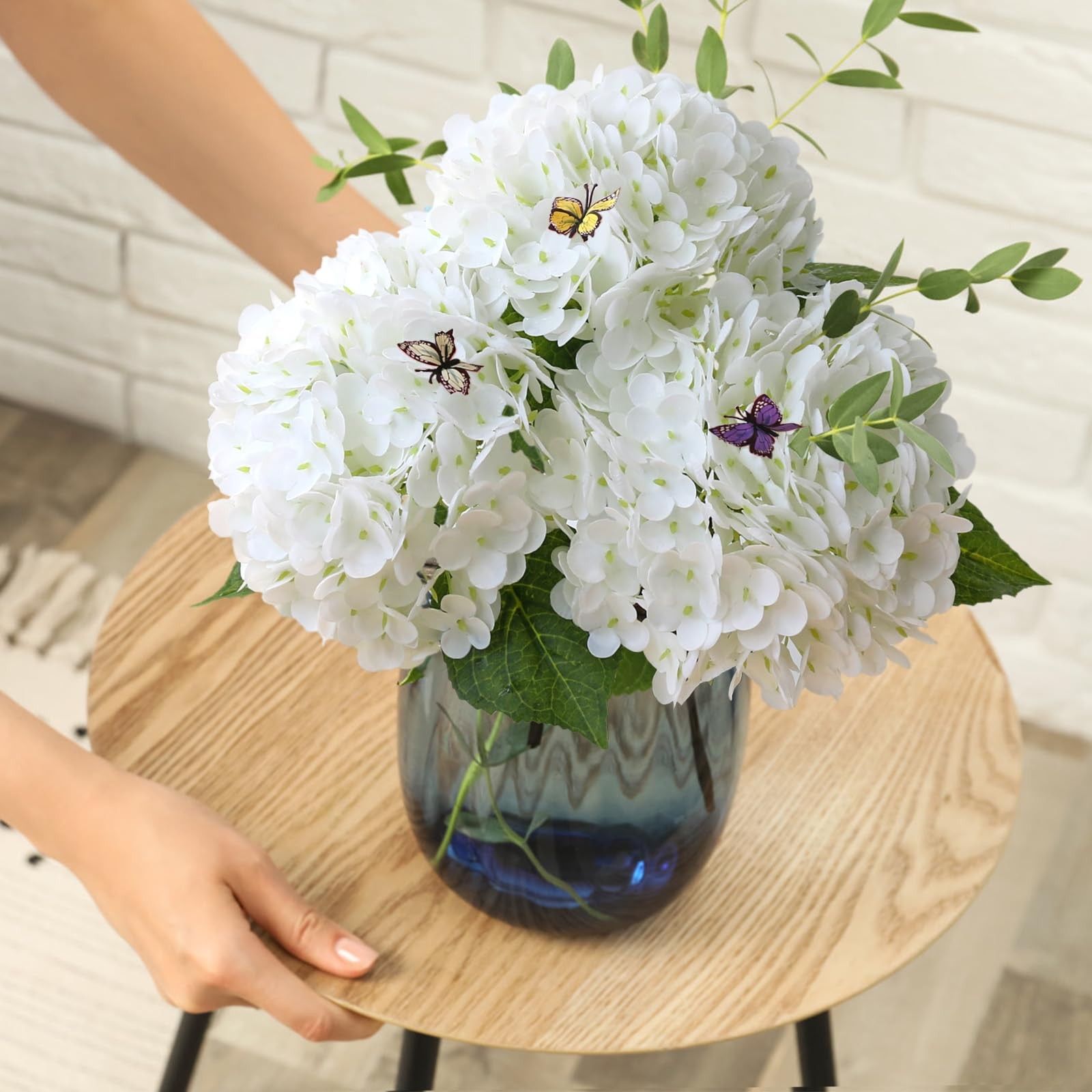 3Pcs White Hydrangea Artificial Flowers,21″ Full Large Faux Hydrangea Flowers…