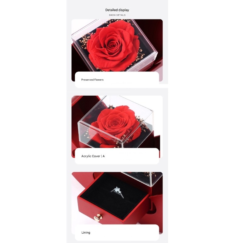 Eternal Flower Necklace Gift with Display Case for Anniversary Birhtday