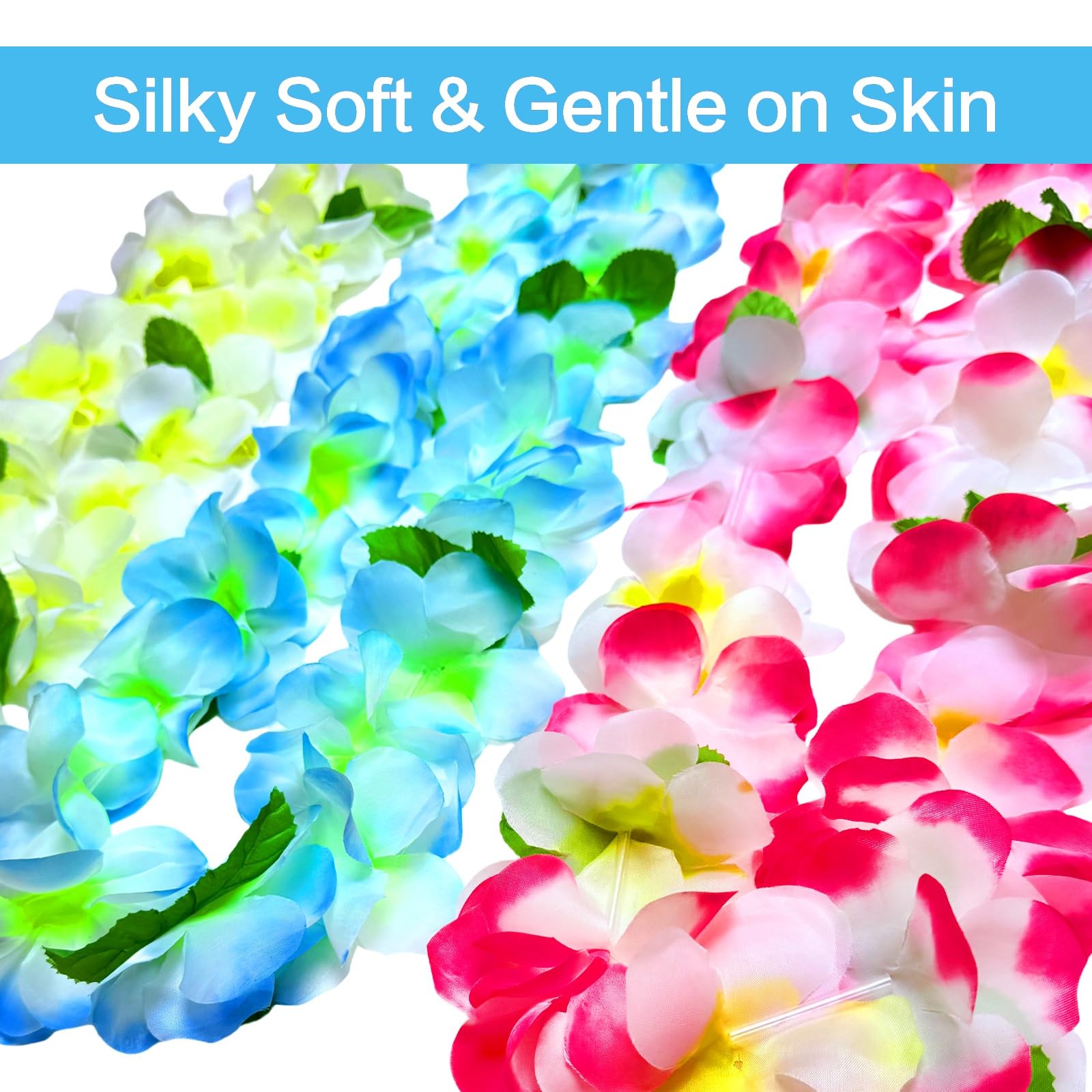 6 Counts Hawaiian Leis for Luau Party Supplies, Tropical Flower Lei Decoratio…