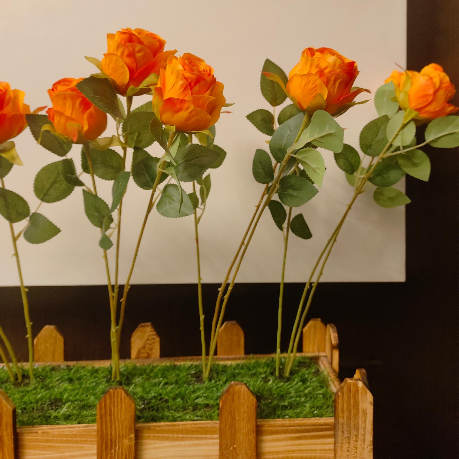Artificial Orange Roses 10 Pcs – Lifelike Single Stem Fake Roses with Natural…
