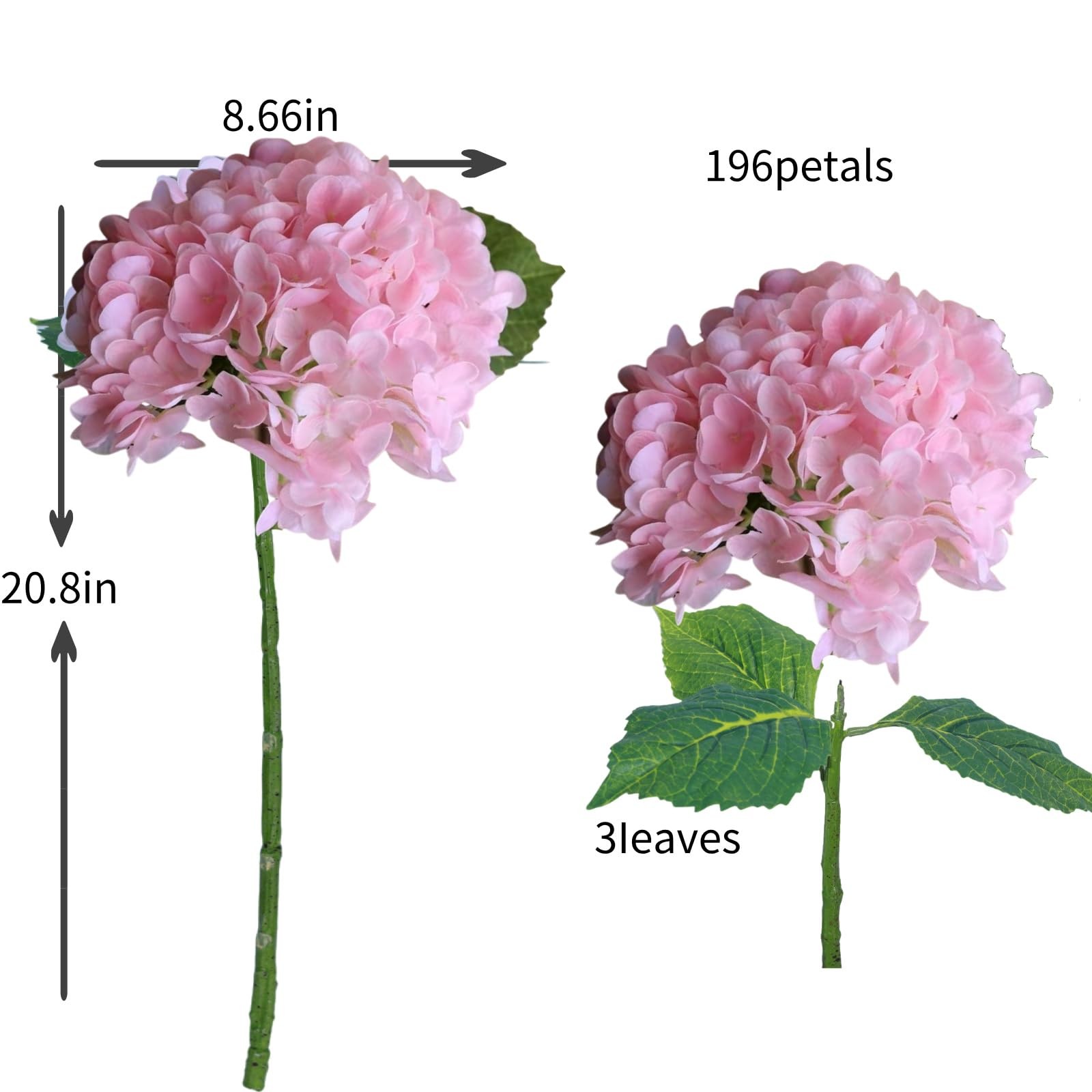 Pink Hydrangea Artificial Flowers – High-End 22.5cm Oversized Heads (4pcs) | …