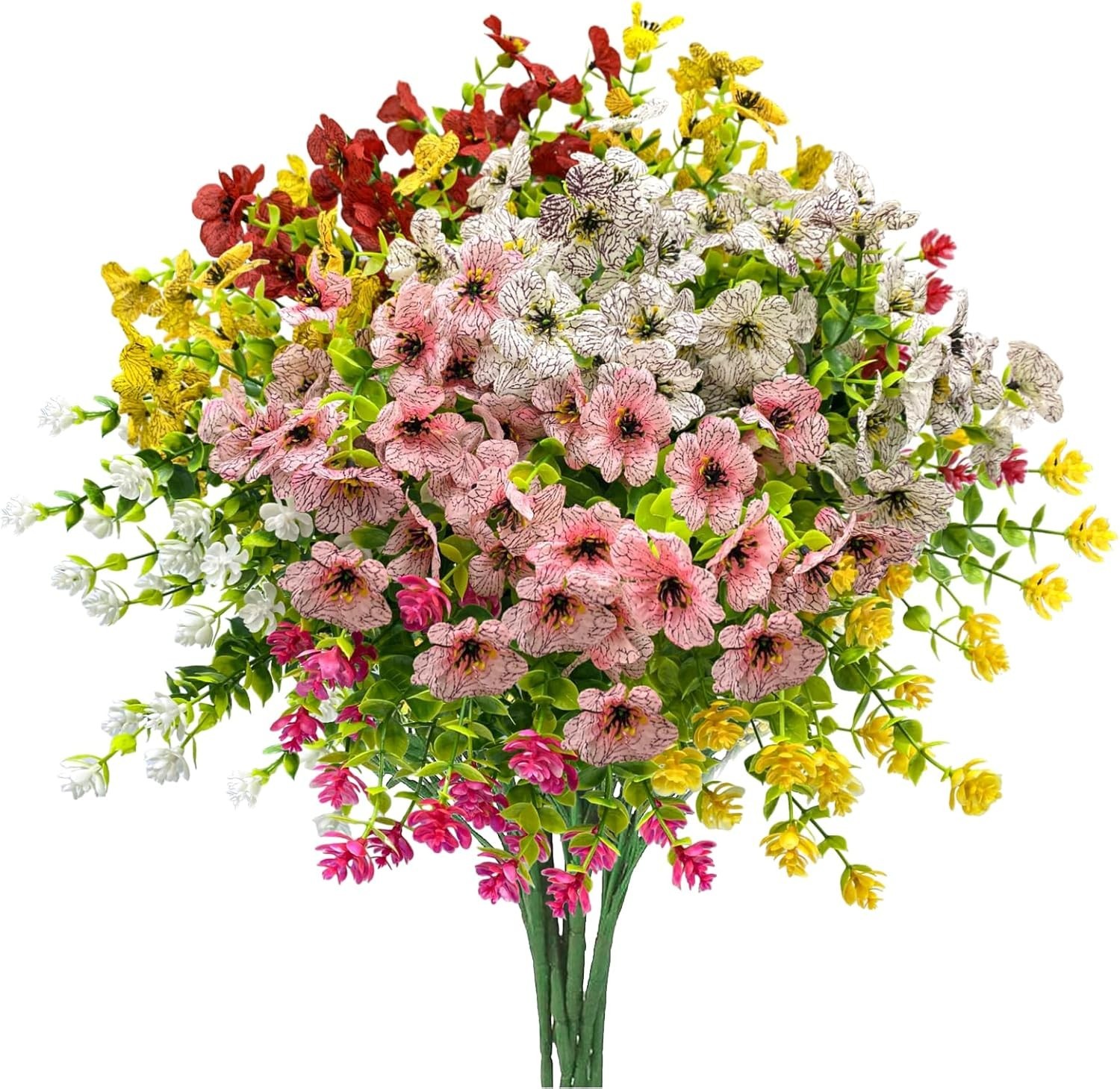 12-Piece Colorful Artificial Flowers Bundle – Perfect for Indoor and Outdoor Use